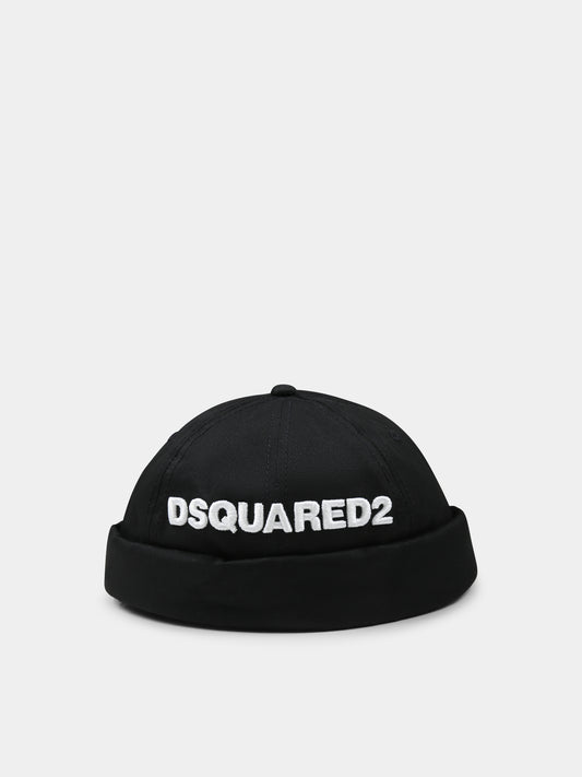 Chapeau noir pour garçon avec logo