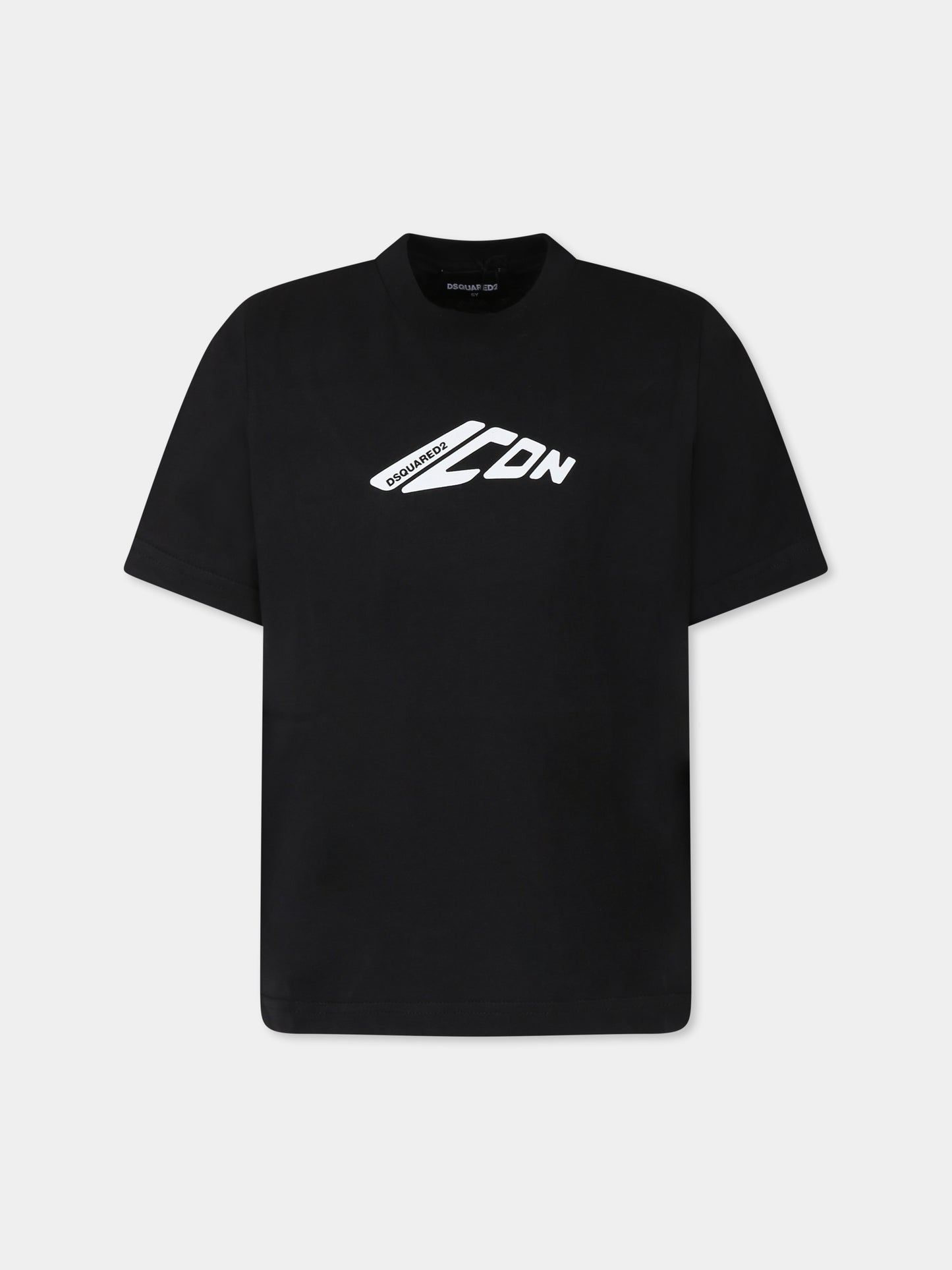 T-shirt nera per bambino con logo bianco,Dsquared2,DQ2941 D00XM D2T1163U DQ900