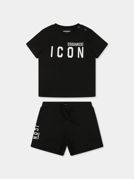 Completo nero per neonato con logo bianco,Dsquared2,DQ2953 D008J D2S14B DQ900