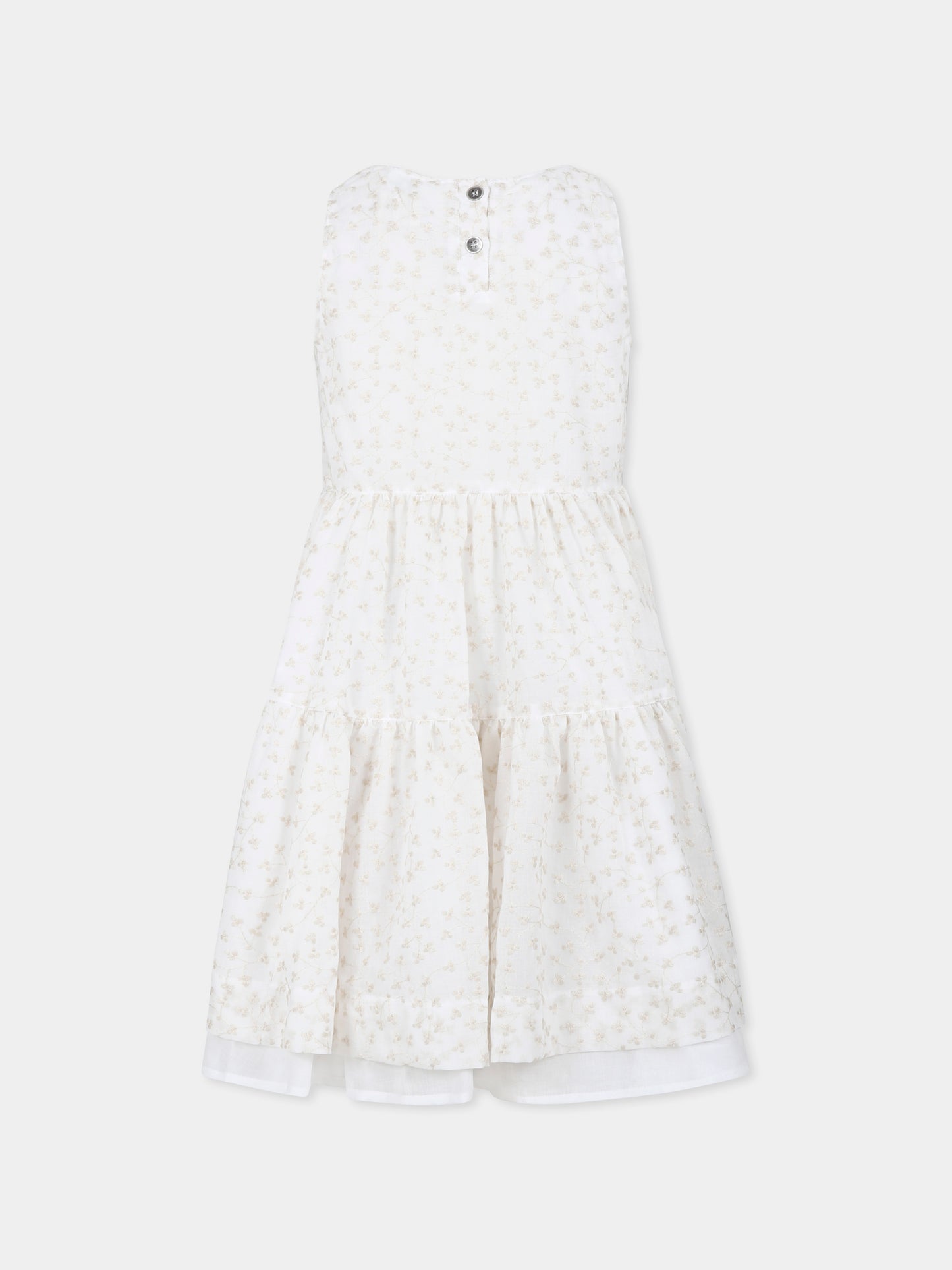 Vestito avorio per bambina con ricamo floreale,Caffe' D'orzo,ZW1A82 M0063 100AV