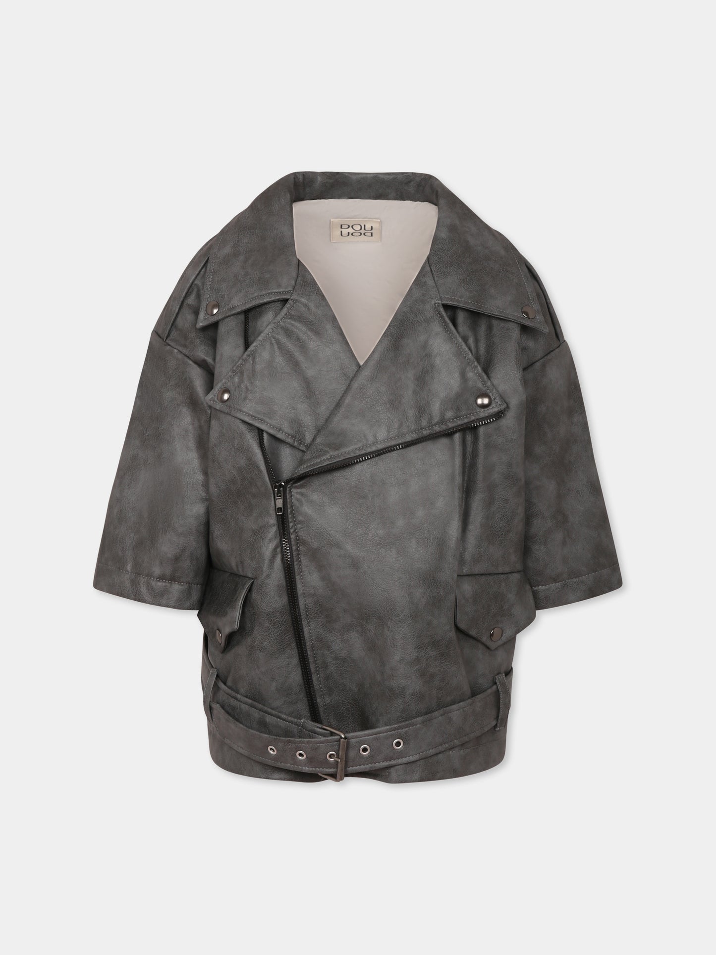 Giubbotto grigio per bambina con logo,Douuod Kids,DW2P50 A0166 808