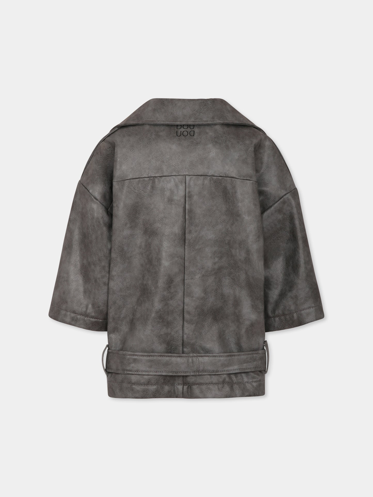 Giubbotto grigio per bambina con logo,Douuod Kids,DW2P50 A0166 808