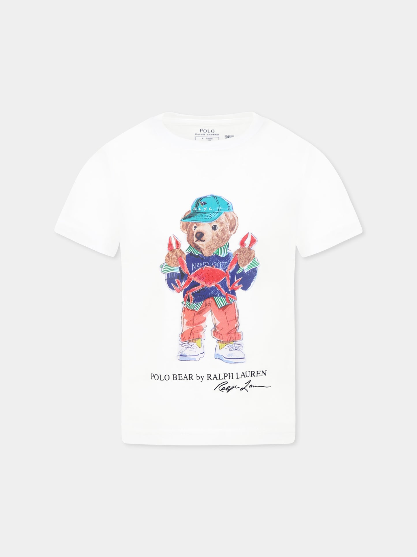T-shirt blanc pour garçon avec Polo Bear