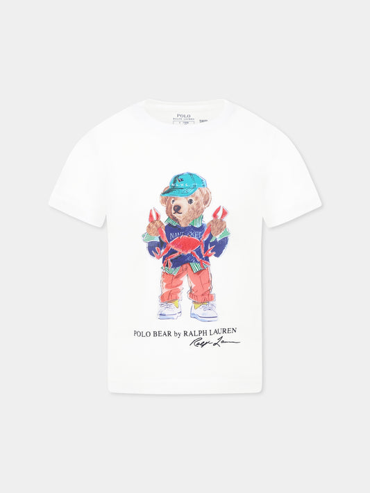 T-shirt blanc pour garçon avec Polo Bear