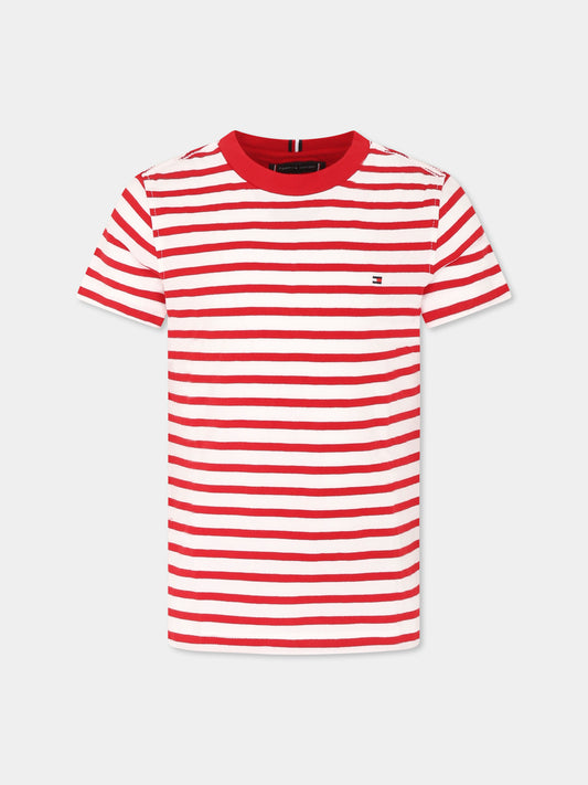 T-shirt rossa per bambino con logo,Tommy Hilfiger Junior,25S THKB0KB06879J KB0KB06879 0EV