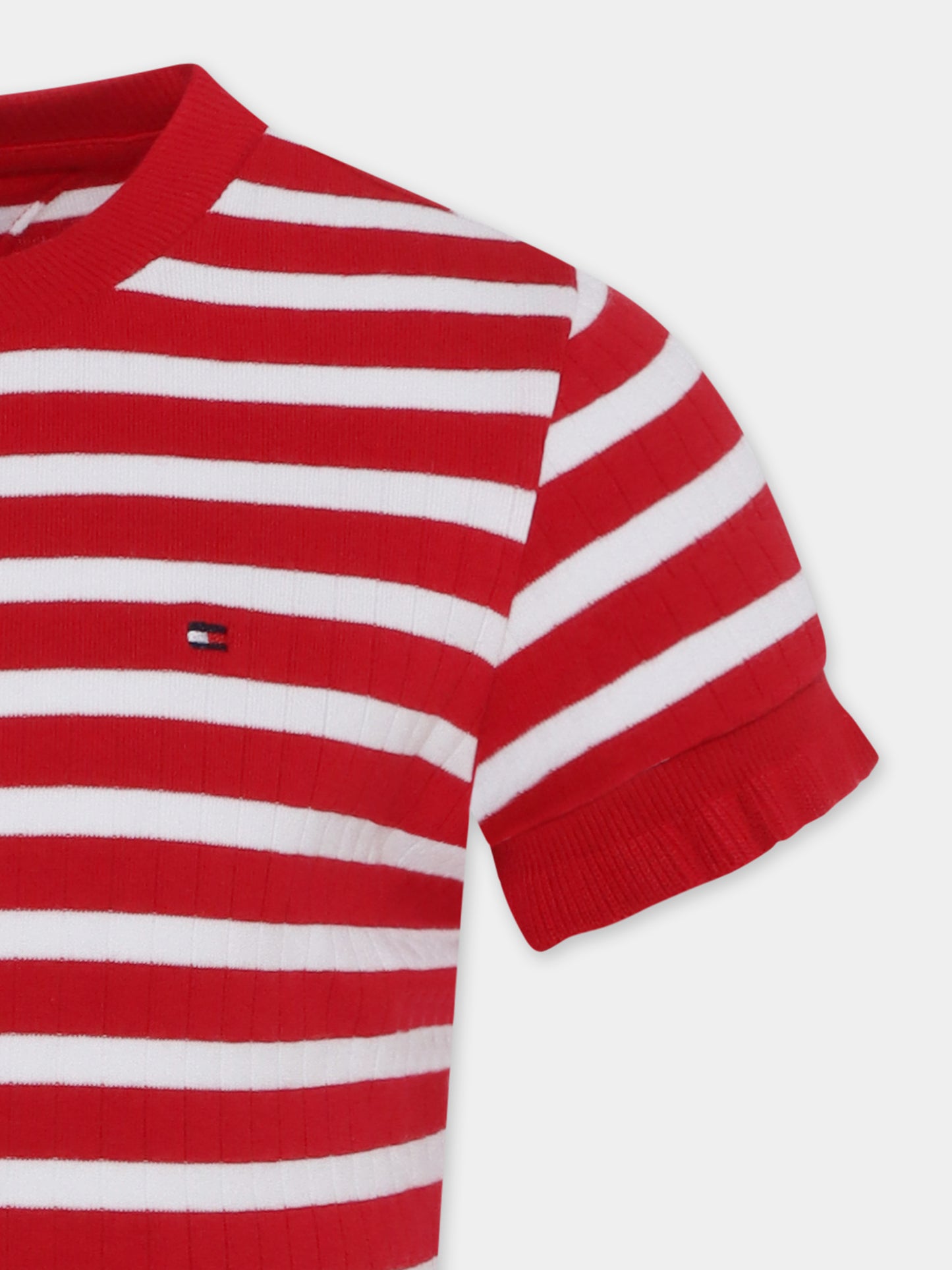 T-shirt rossa per bambina con bandierina,Tommy Hilfiger Junior,25S THKG0KG08534J KG0KG08534 XLG
