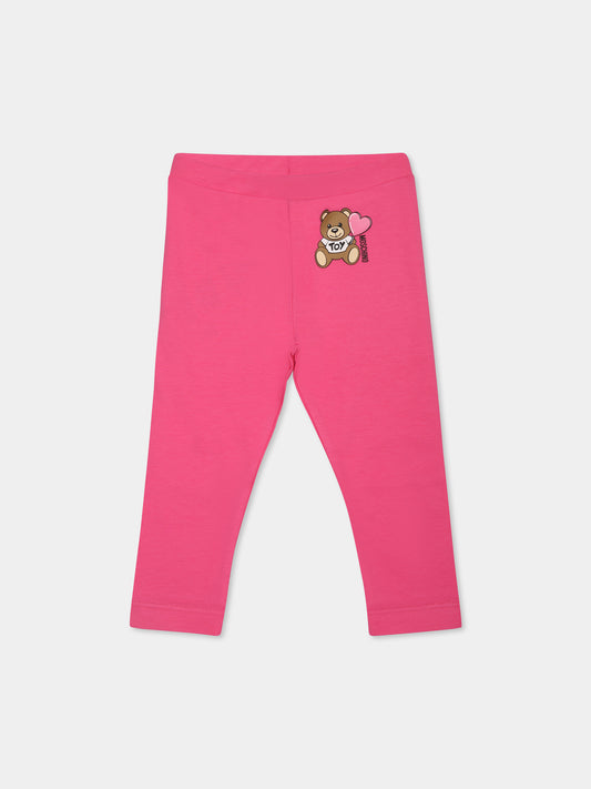 Legging fuchsia pour bébé fille avec Teddy Bear