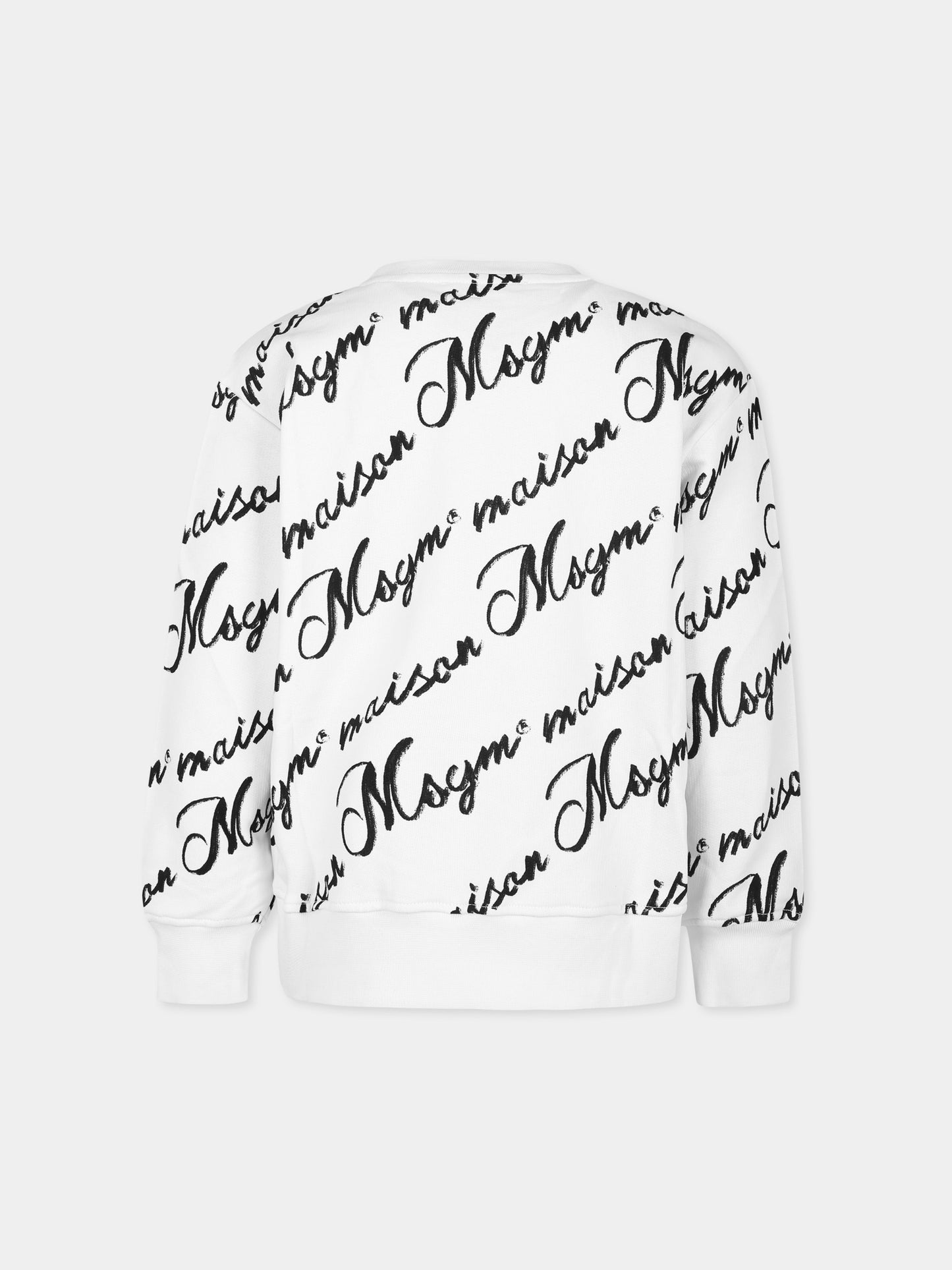 Felpa bianca per bambini con logo nero,Msgm Kids,S4MSJGSW128 BIANCO