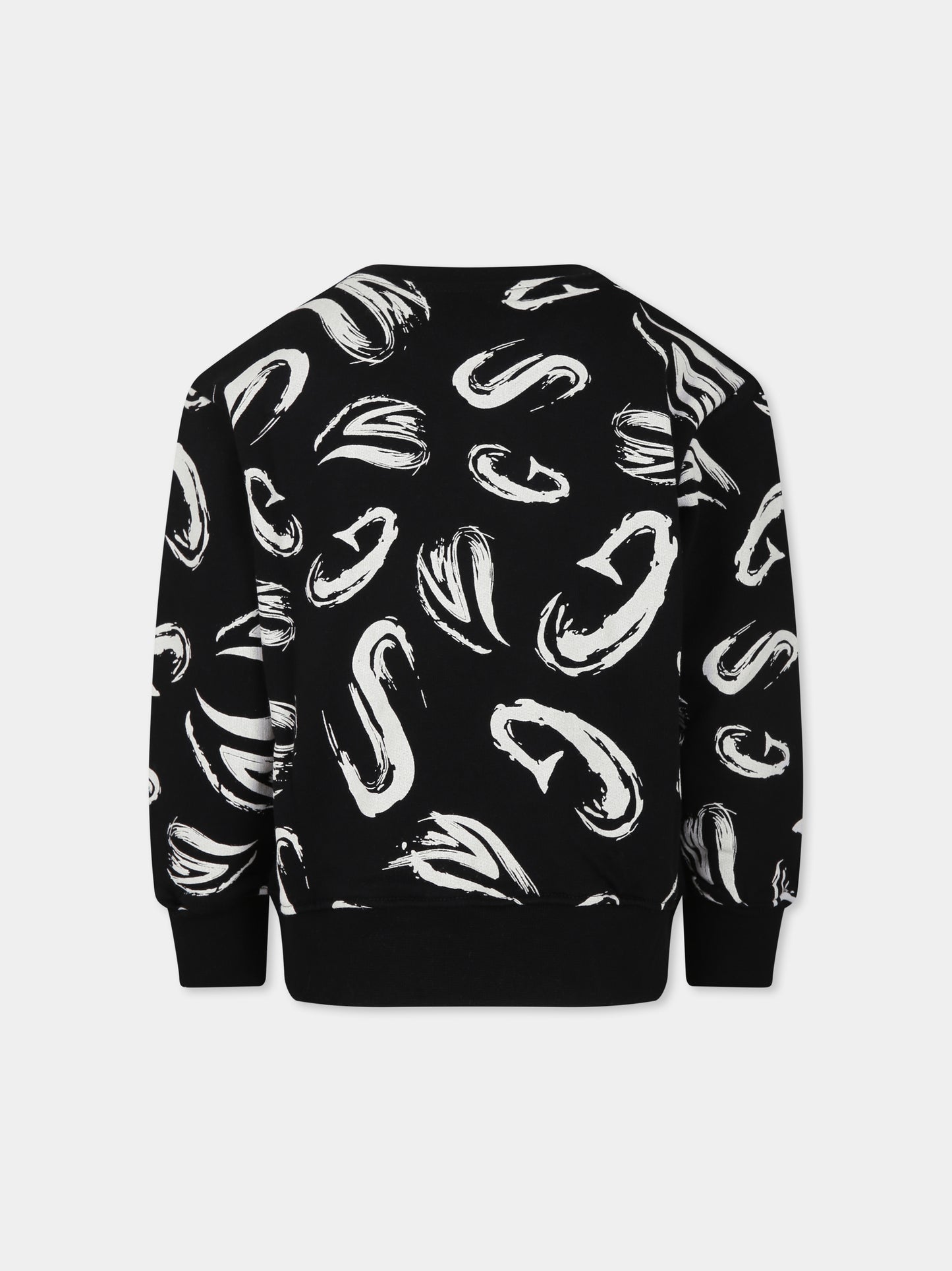 Felpa nera per bambini con logo bianco,Msgm Kids,S4MSJBSW249 NERO