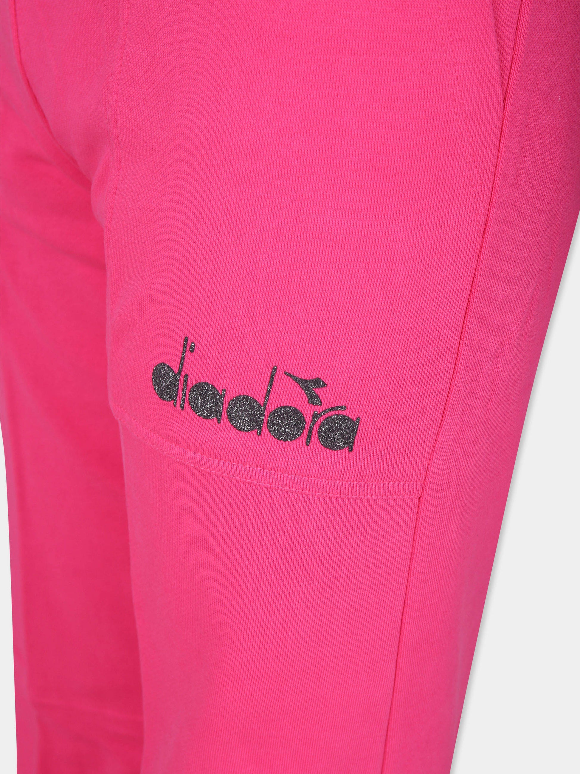 Pantaloni fucsia per bambina con logo,Diadora Kids,S4DIJGFP114 044