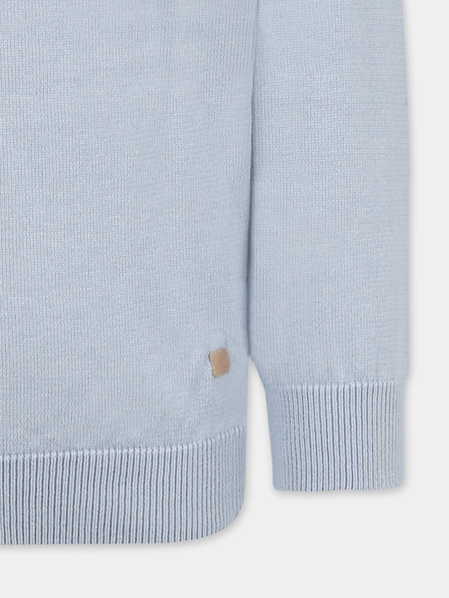 Pull bleu clair pour garçon avec logo patch