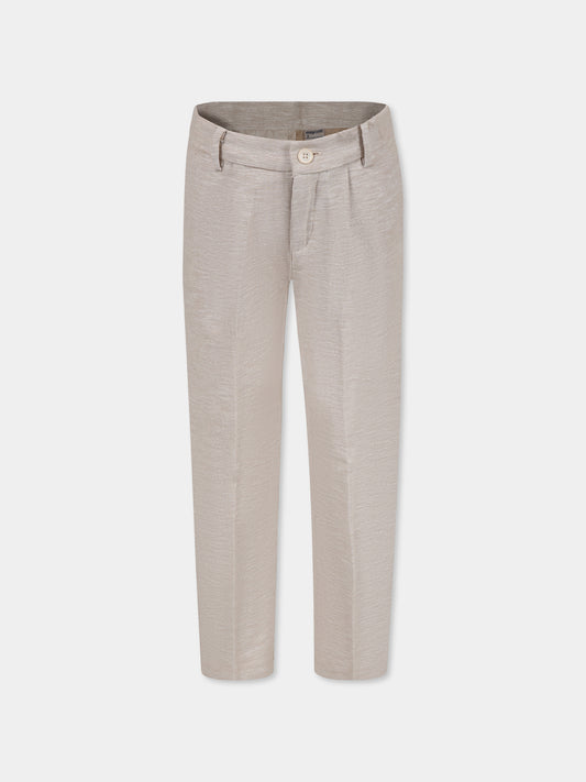 Pantalon beige pour garçon avec logo patch