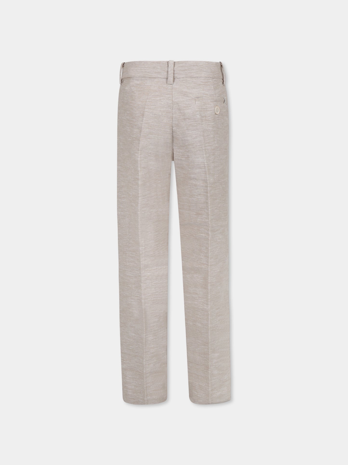 Pantalon beige pour garçon avec logo patch