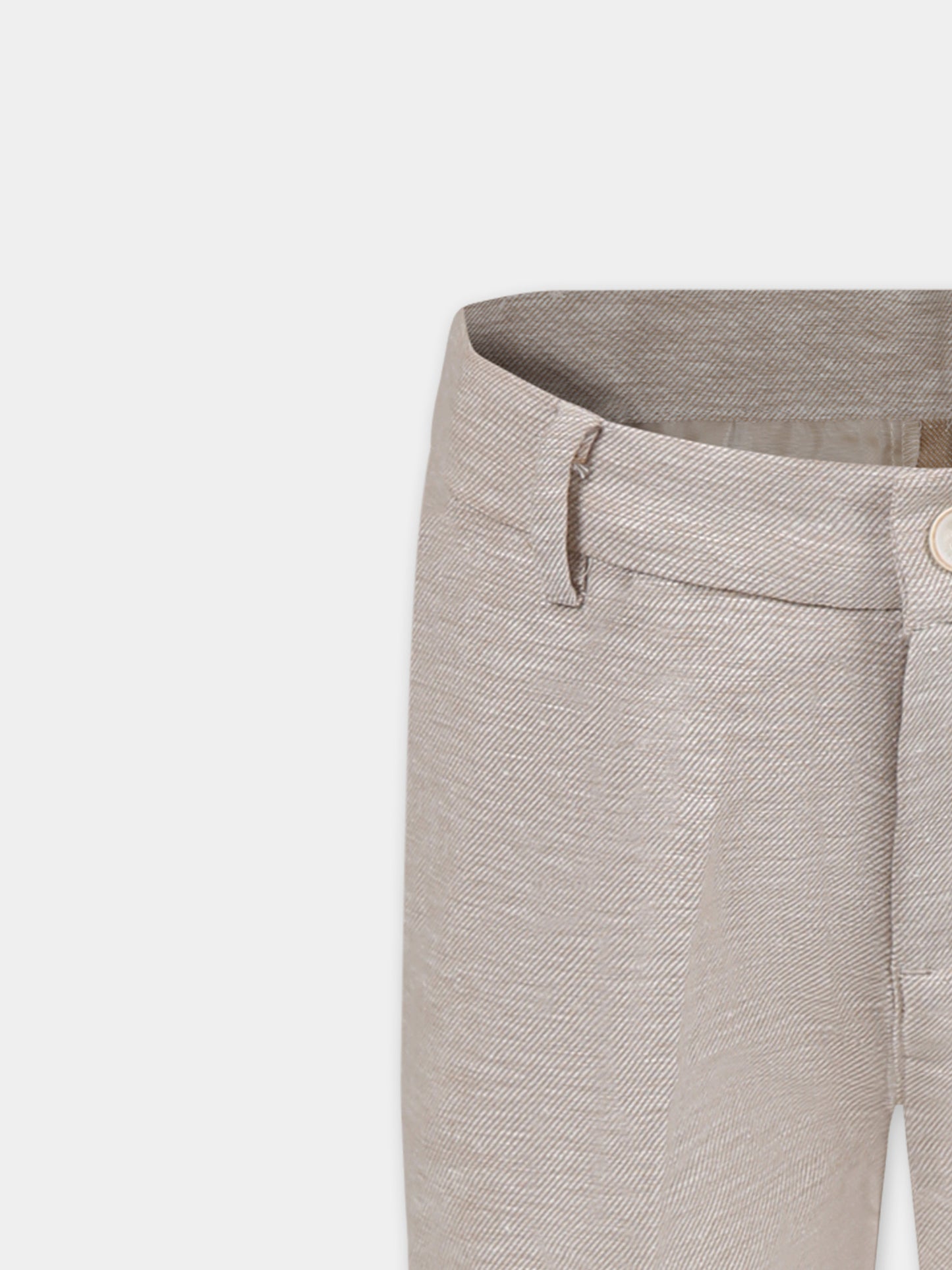 Pantalon beige pour garçon avec logo patch