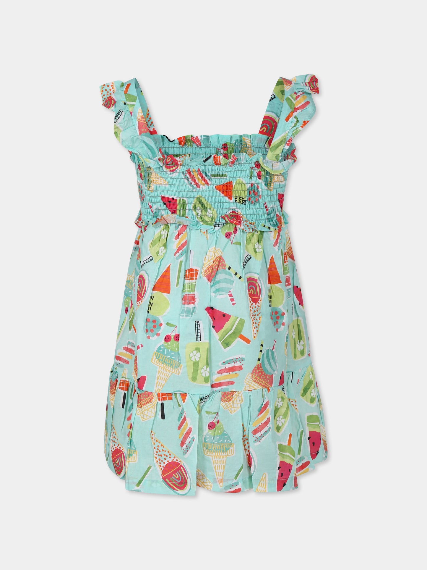 Copricostume verde per bambina con gelato all-over,Mayoral,3939 044