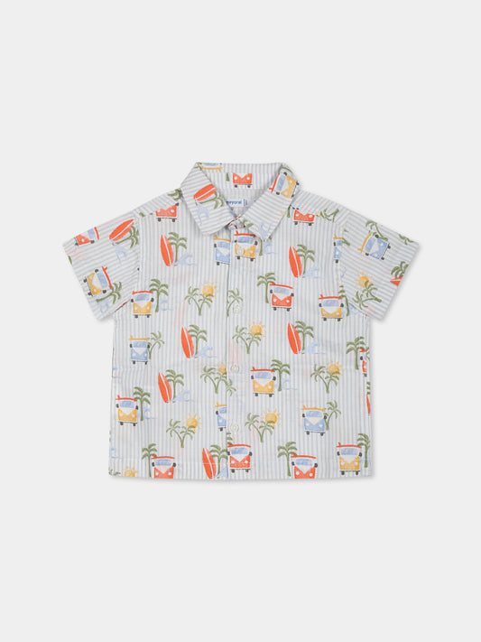 Camicia celeste per neonato stampa all-over,Mayoral,1112 077