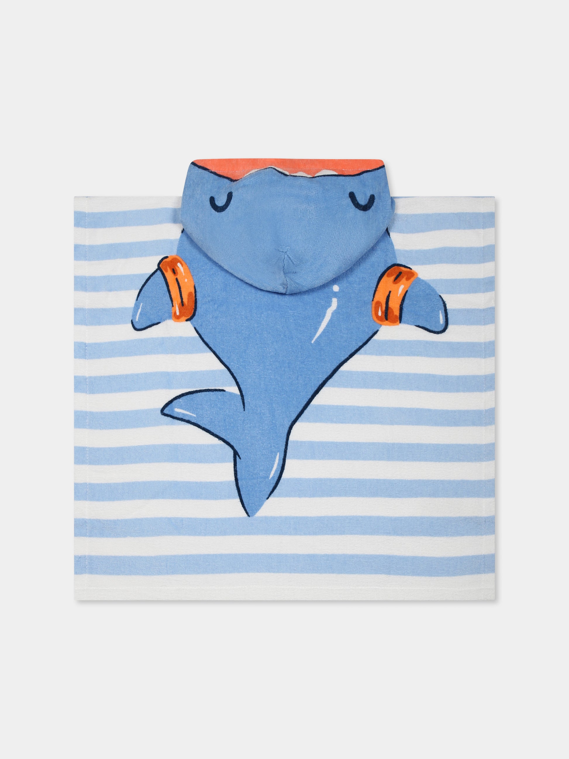 Accappatoio celeste per neonato con squalo,Mayoral,10894 074