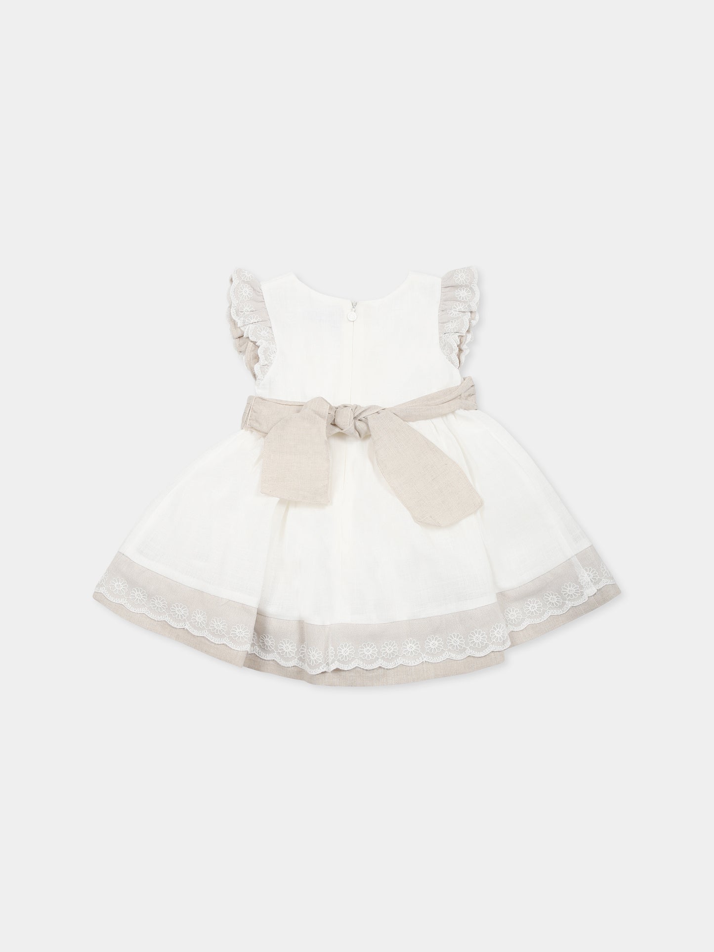 Robe ivoire pour bébé fille avec nœud