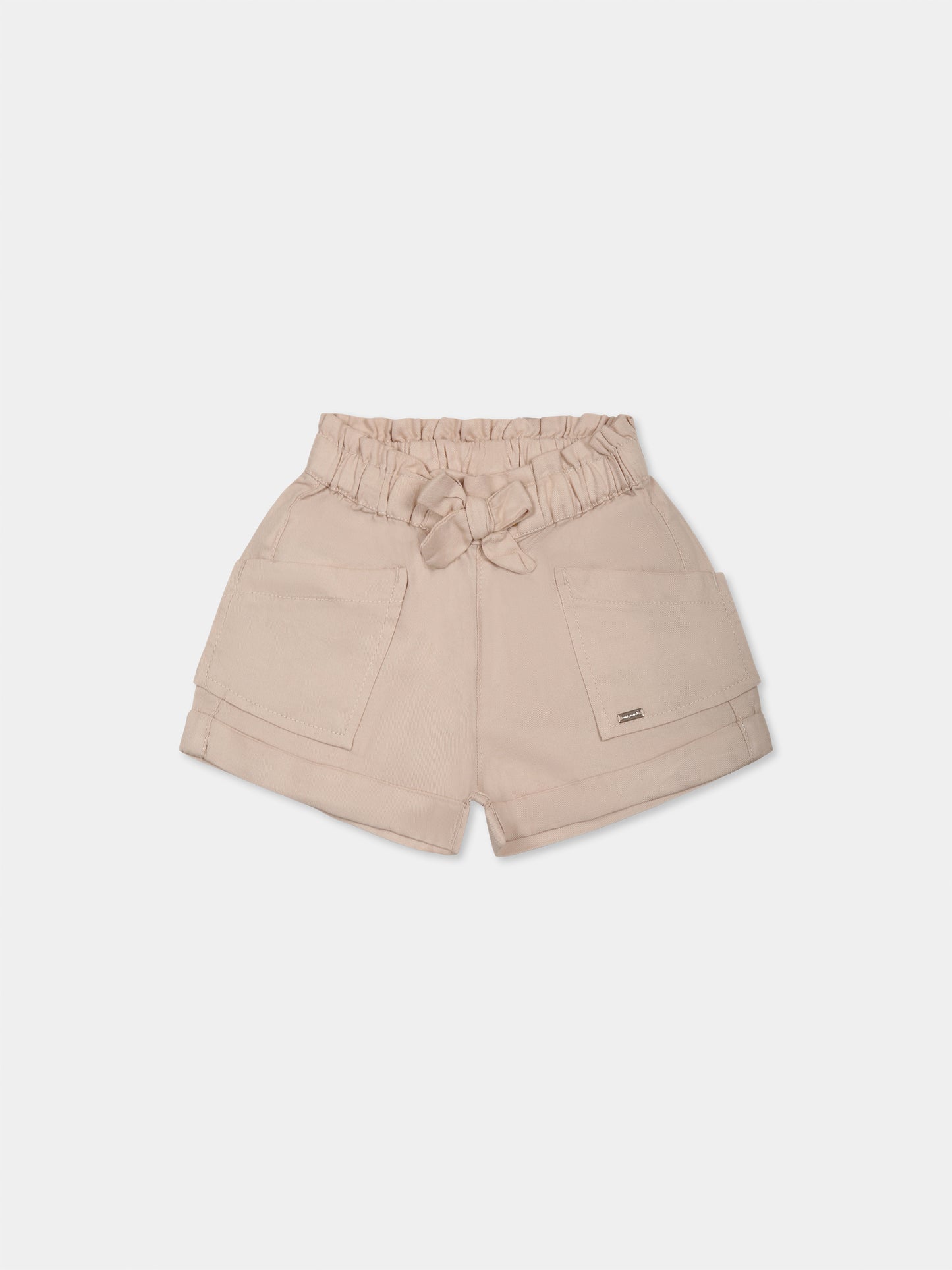 Short beige pour bébé fille avec logo