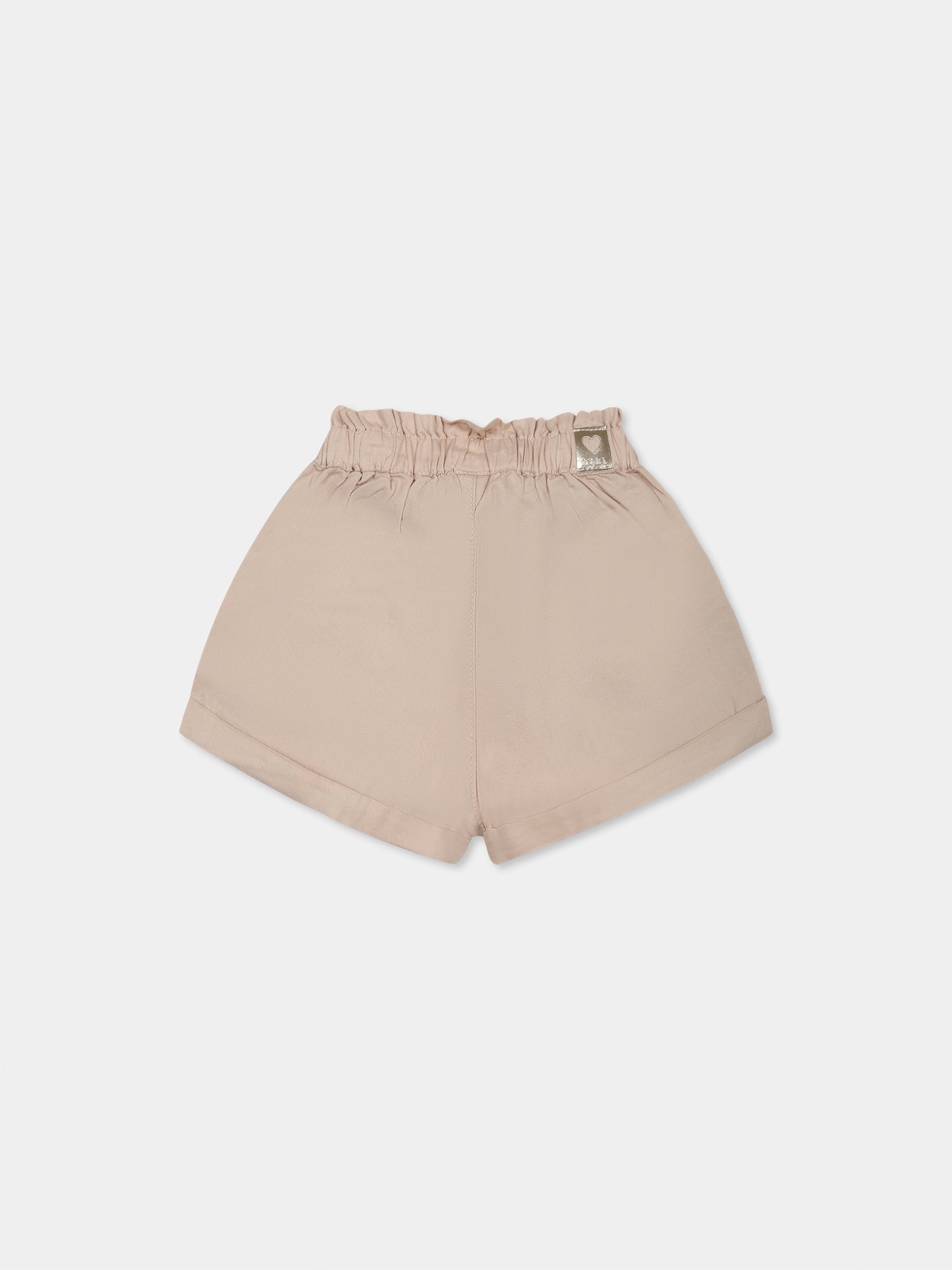 Short beige pour bébé fille avec logo