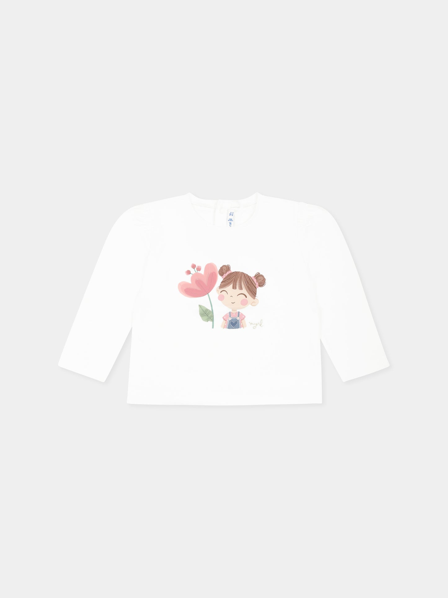 T-shirt bianca per neonata con stampa bambina,Mayoral,1050 065