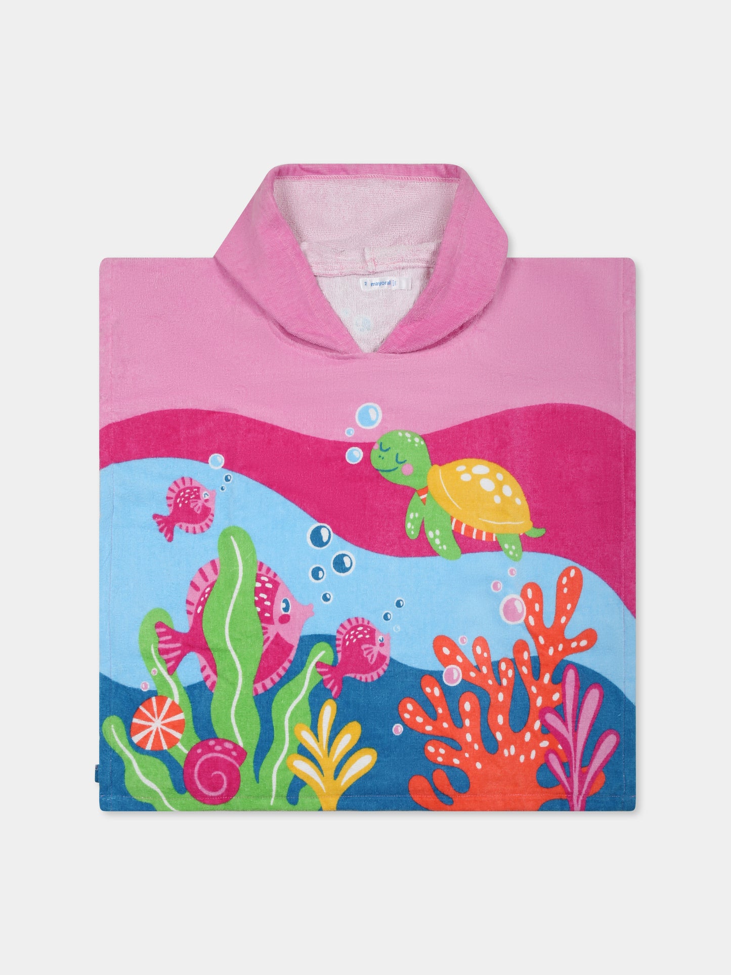 Accappatoio fucsia per neonata con stampa marina,Mayoral,10895 028