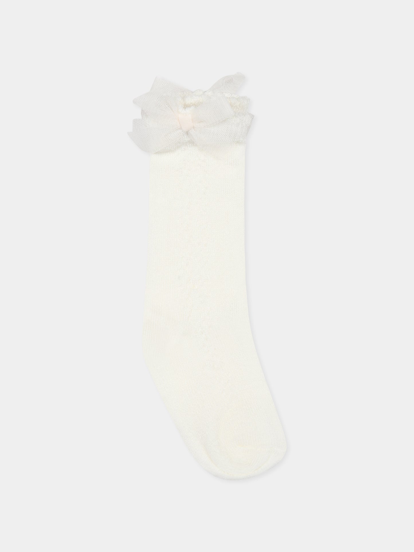 Calzini avorio per neonata con fiocco,Mayoral,10871 081
