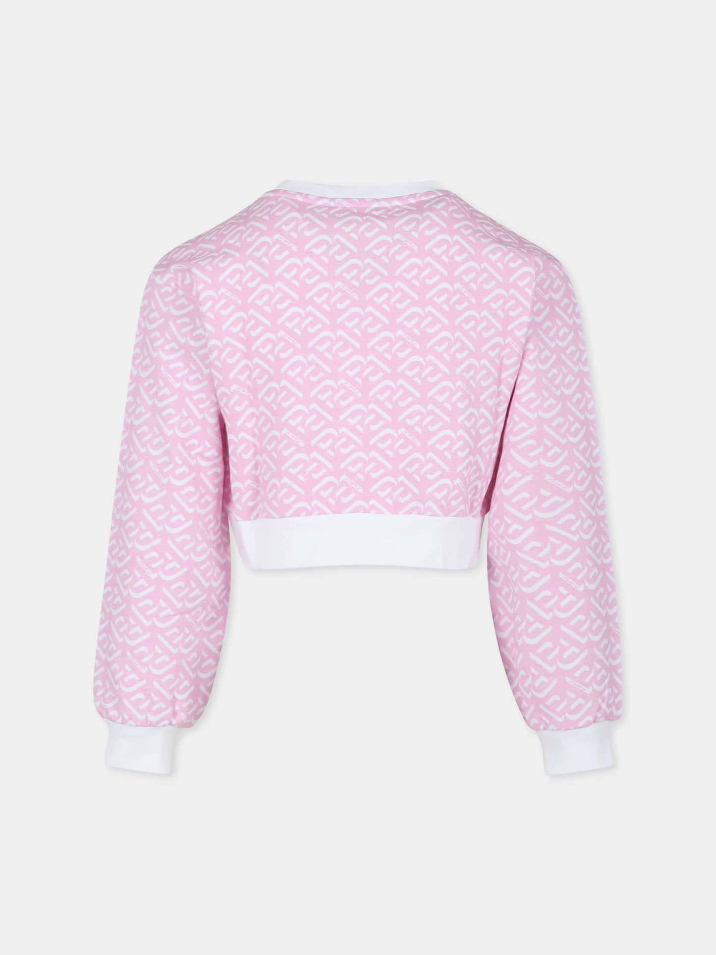 Felpa crop rosa per bambina con logo,Pinko,S4PIBGSW118 042