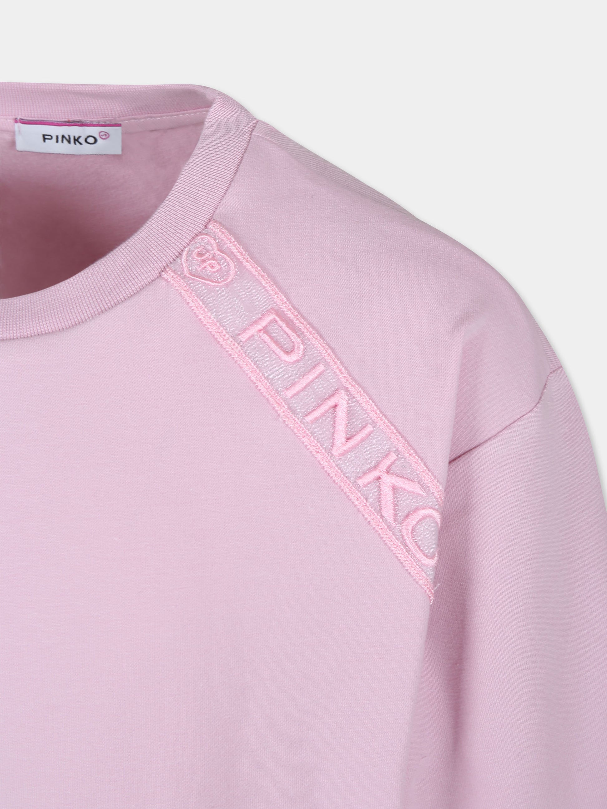 Felpa rosa per bambina con logo,Pinko,S4PIJGSW185 042