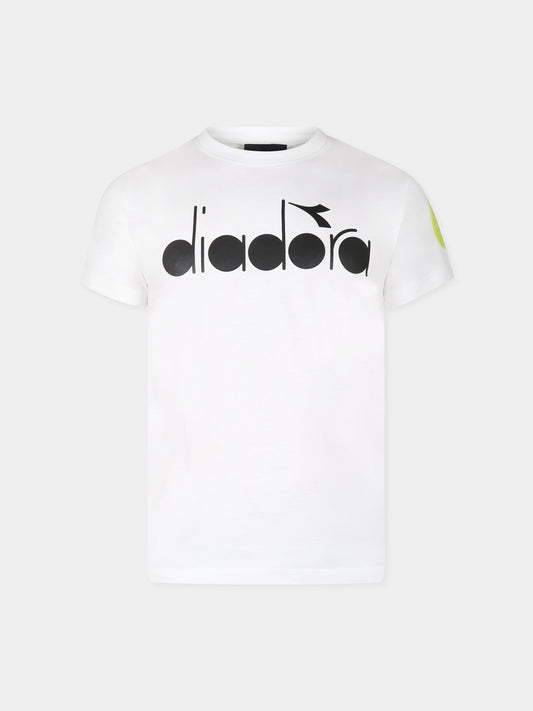 T-shirt bianca per bambino con logo,Diadora Kids,F3DIJBTH005 002