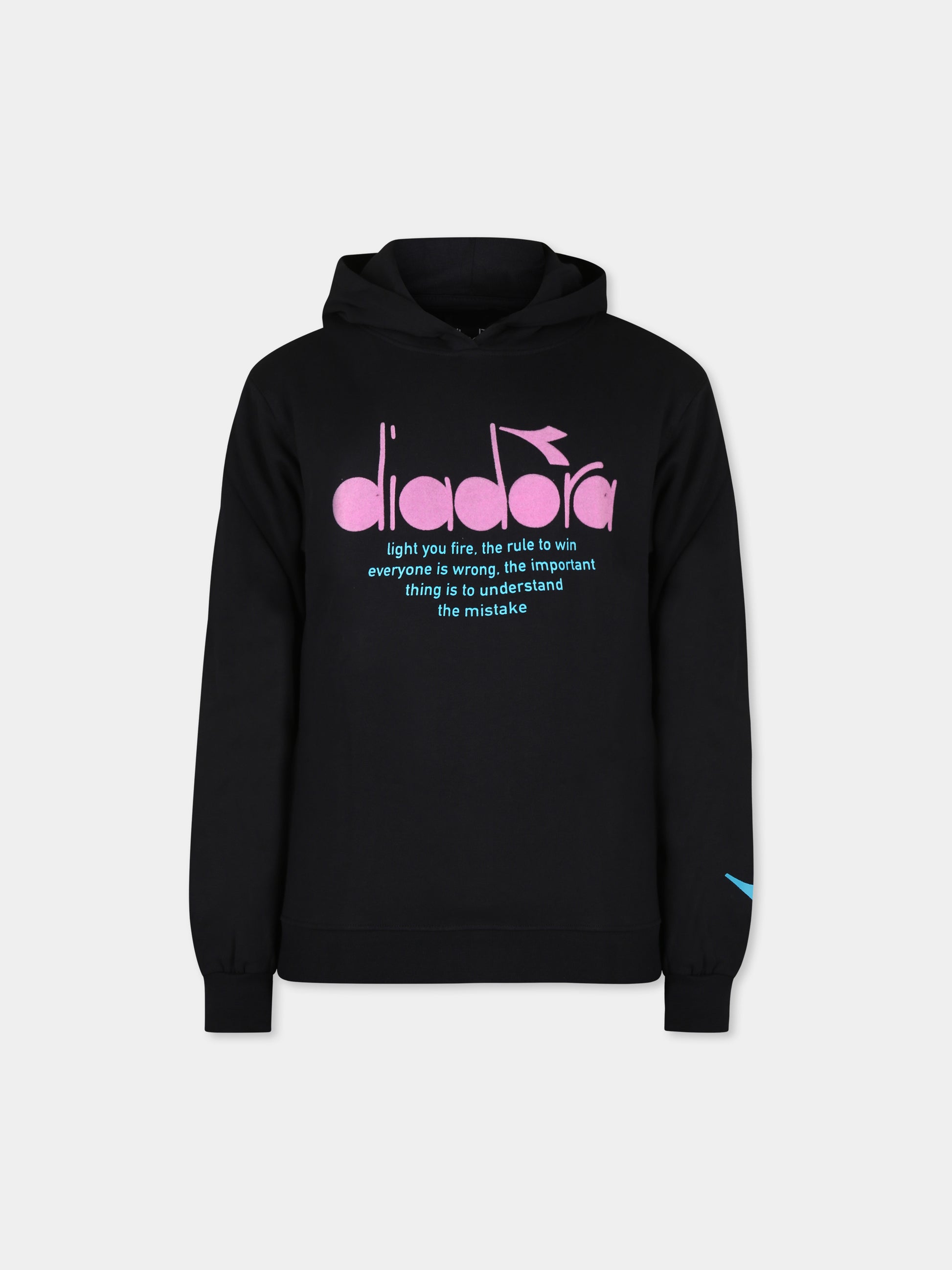 Felpa nera per bambina con logo,Diadora Kids,F3DIJGHS140 110