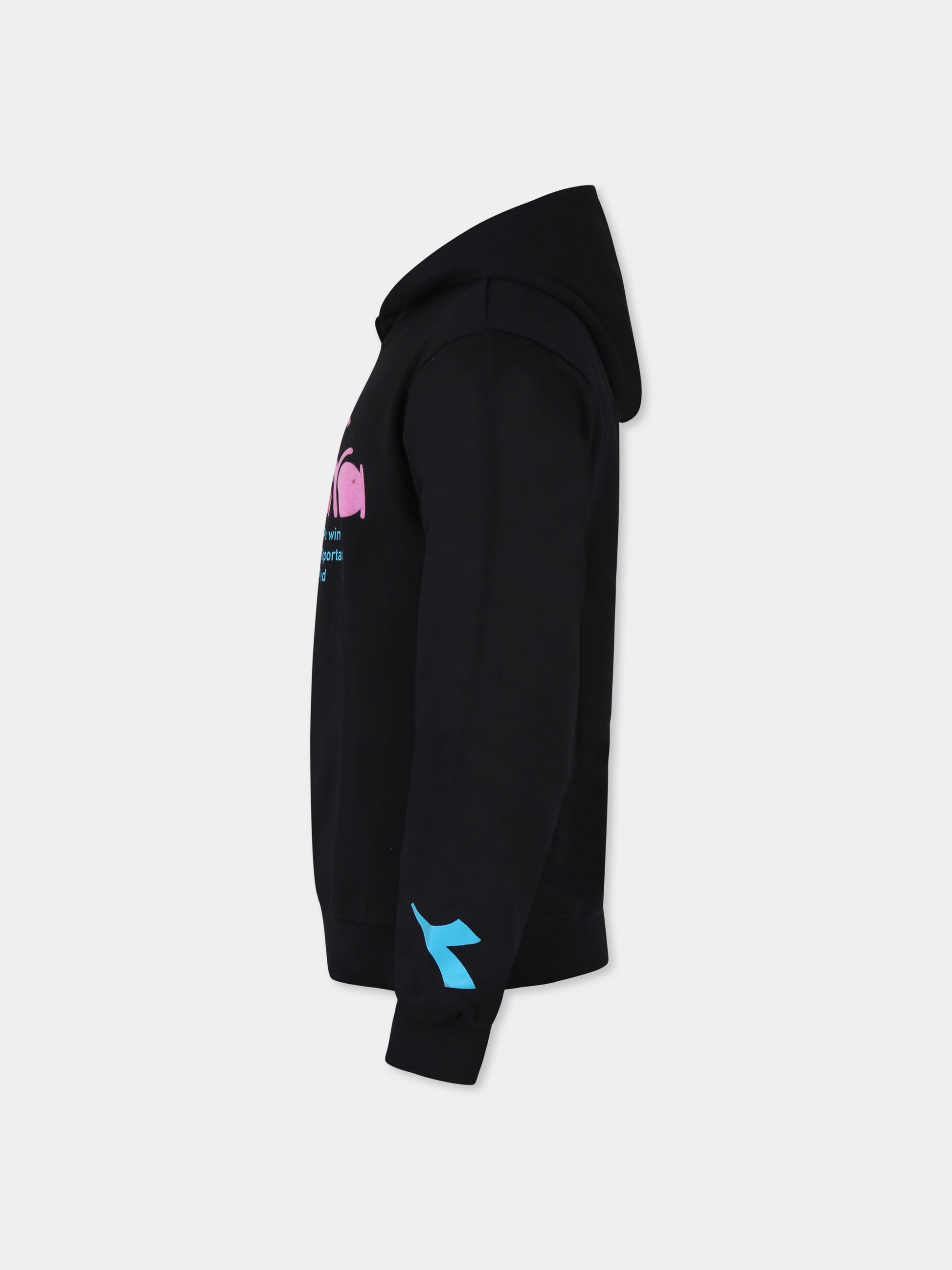 Felpa nera per bambina con logo,Diadora Kids,F3DIJGHS140 110