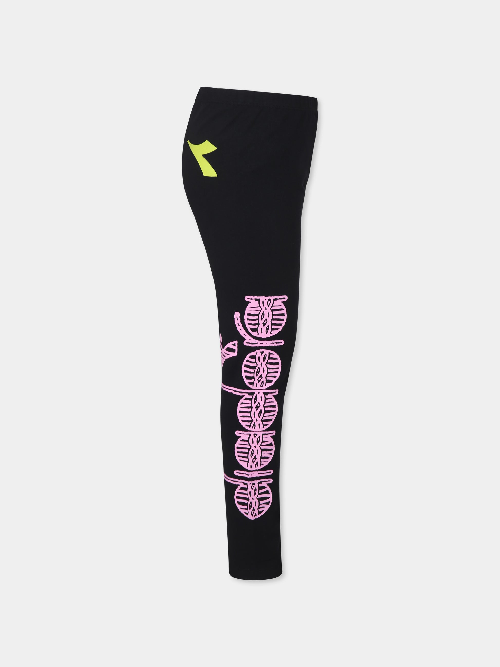 Legging neri per bambina con logo,Diadora Kids,F3DIJGLG111 110