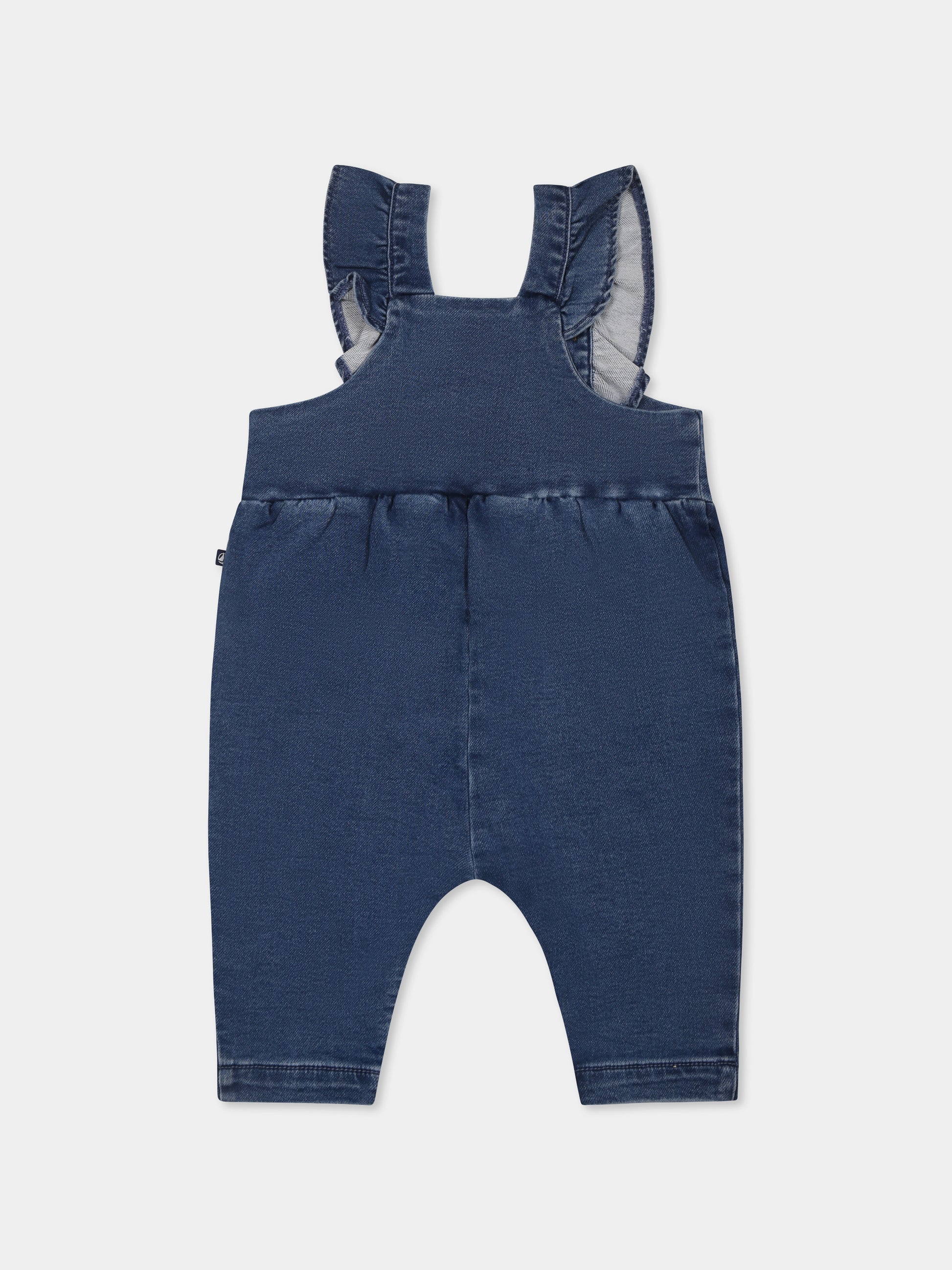 Salopette denim per neonata,Petit Bateau,A0CLA  BLEU DELAVE 01
