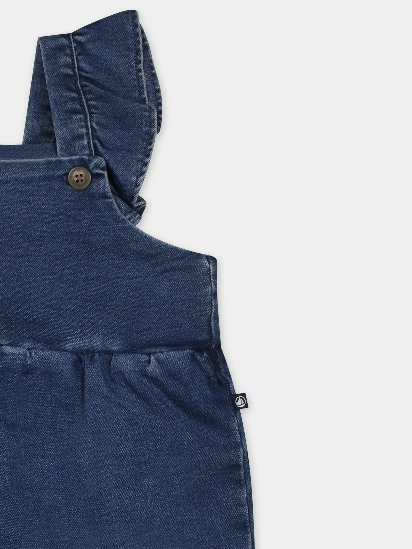 Salopette denim per neonata,Petit Bateau,A0CLA  BLEU DELAVE 01