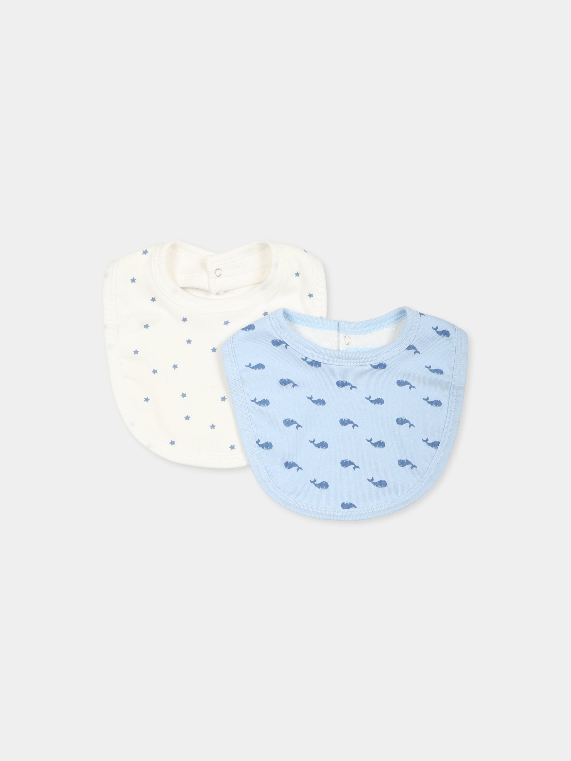 Set bavaglini multicolor per neonato con stelle e balene,Petit Bateau,A0CIA VARIANTE 2 03