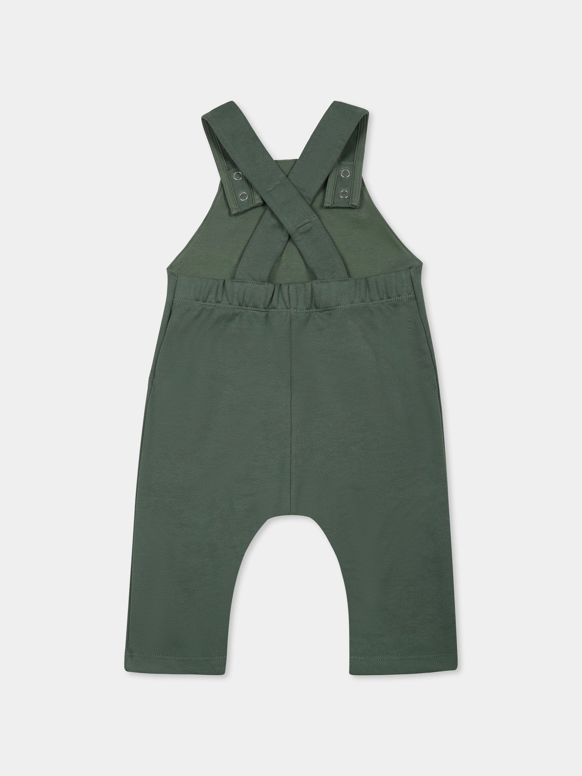 Salopette verde per neonato con logo,Petit Bateau,A0CV9 PALMERAIE 01