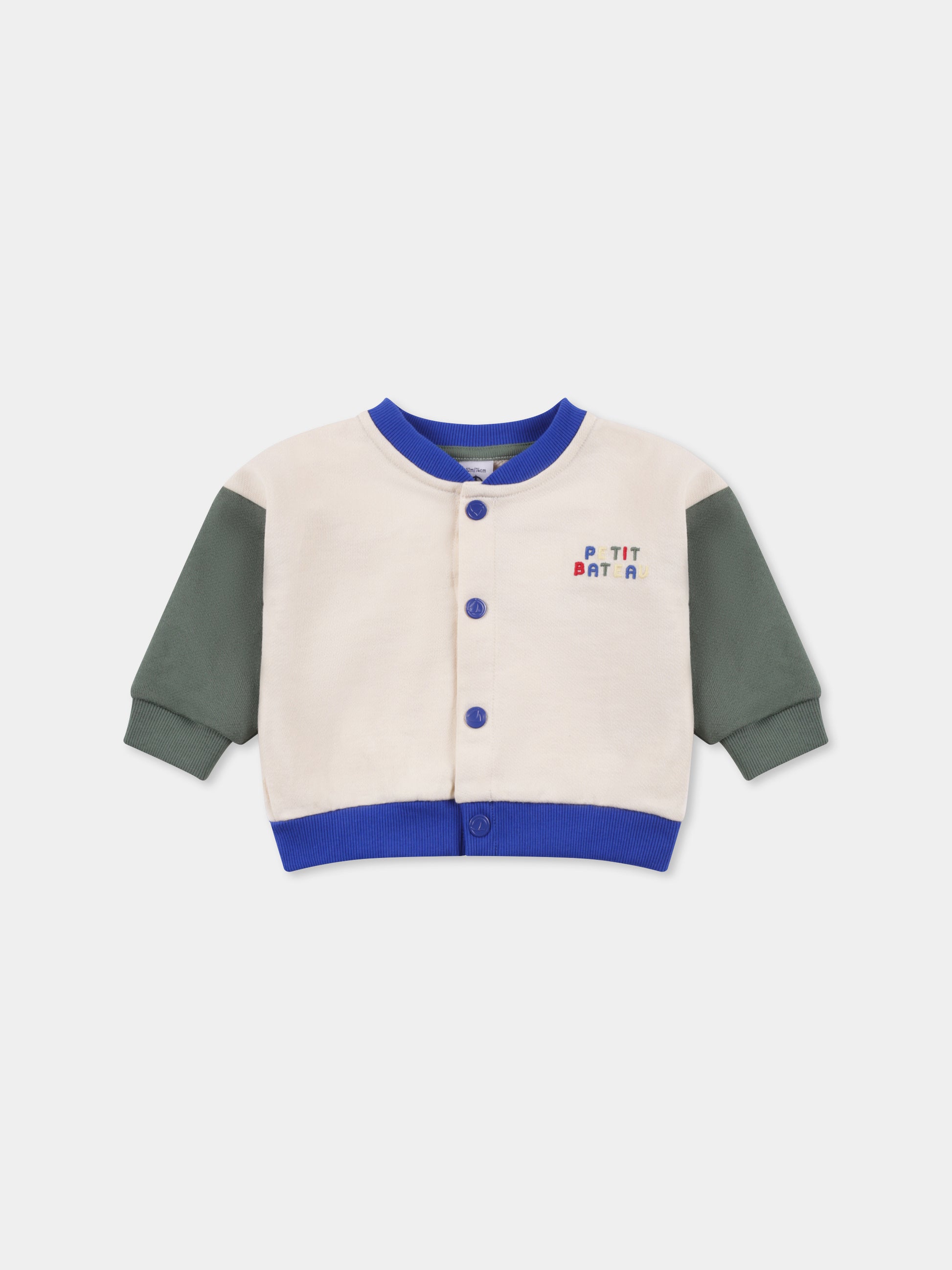 Felpa avorio per neonato con logo,Petit Bateau,A0CPO AVALANCHE/PALMERAIE 01