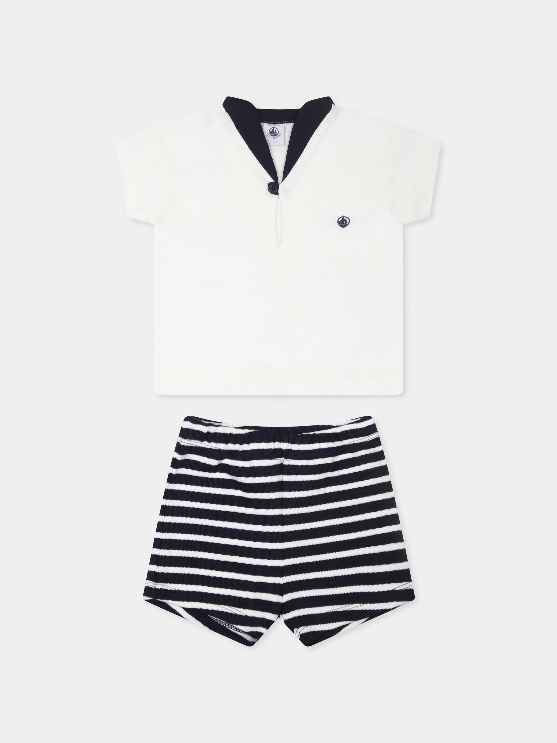 Completo multicolor per neonato con logo,Petit Bateau,A0CPA SMOKING/MARSHMALLOW 01