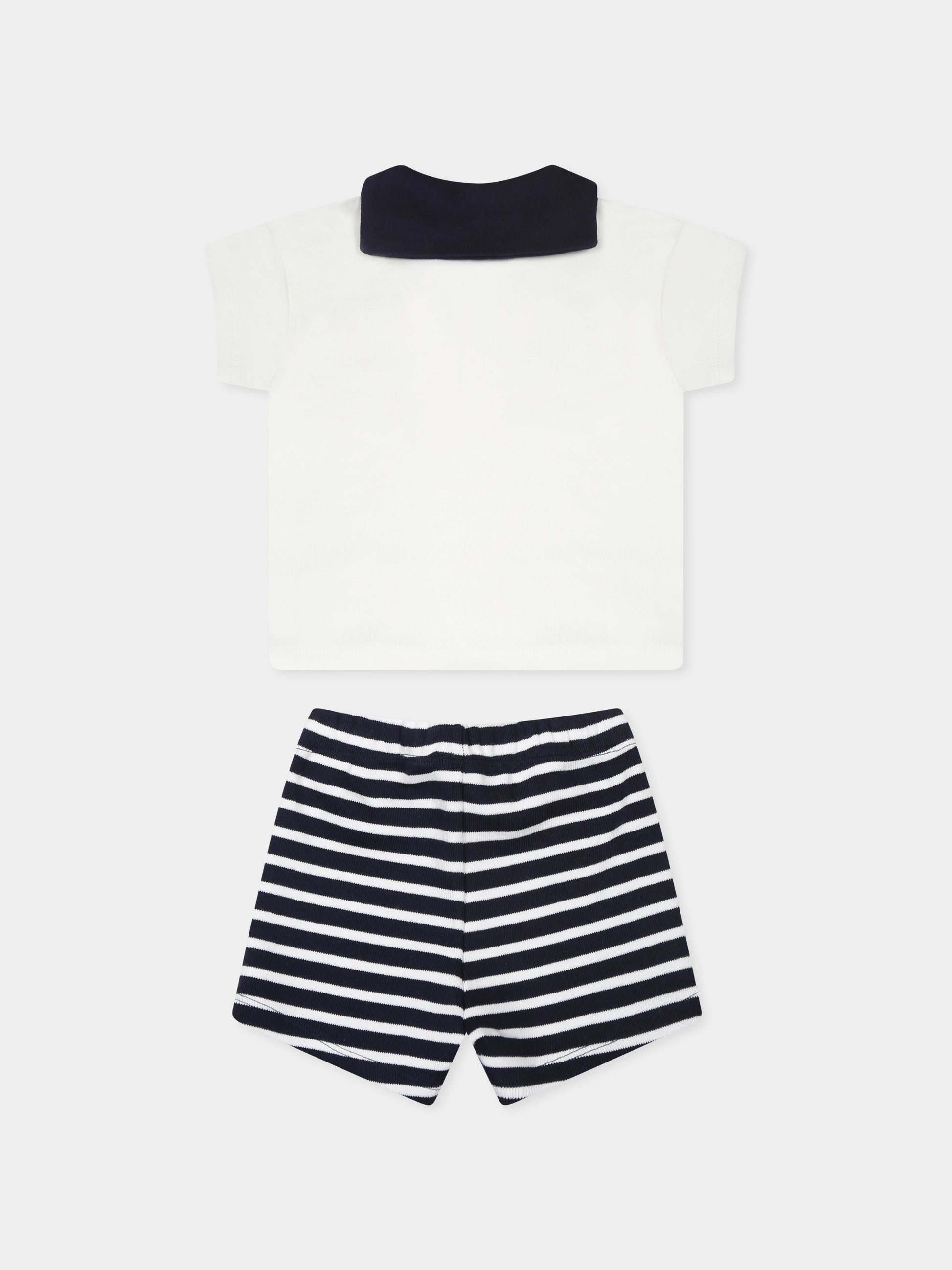 Completo multicolor per neonato con logo,Petit Bateau,A0CPA SMOKING/MARSHMALLOW 01