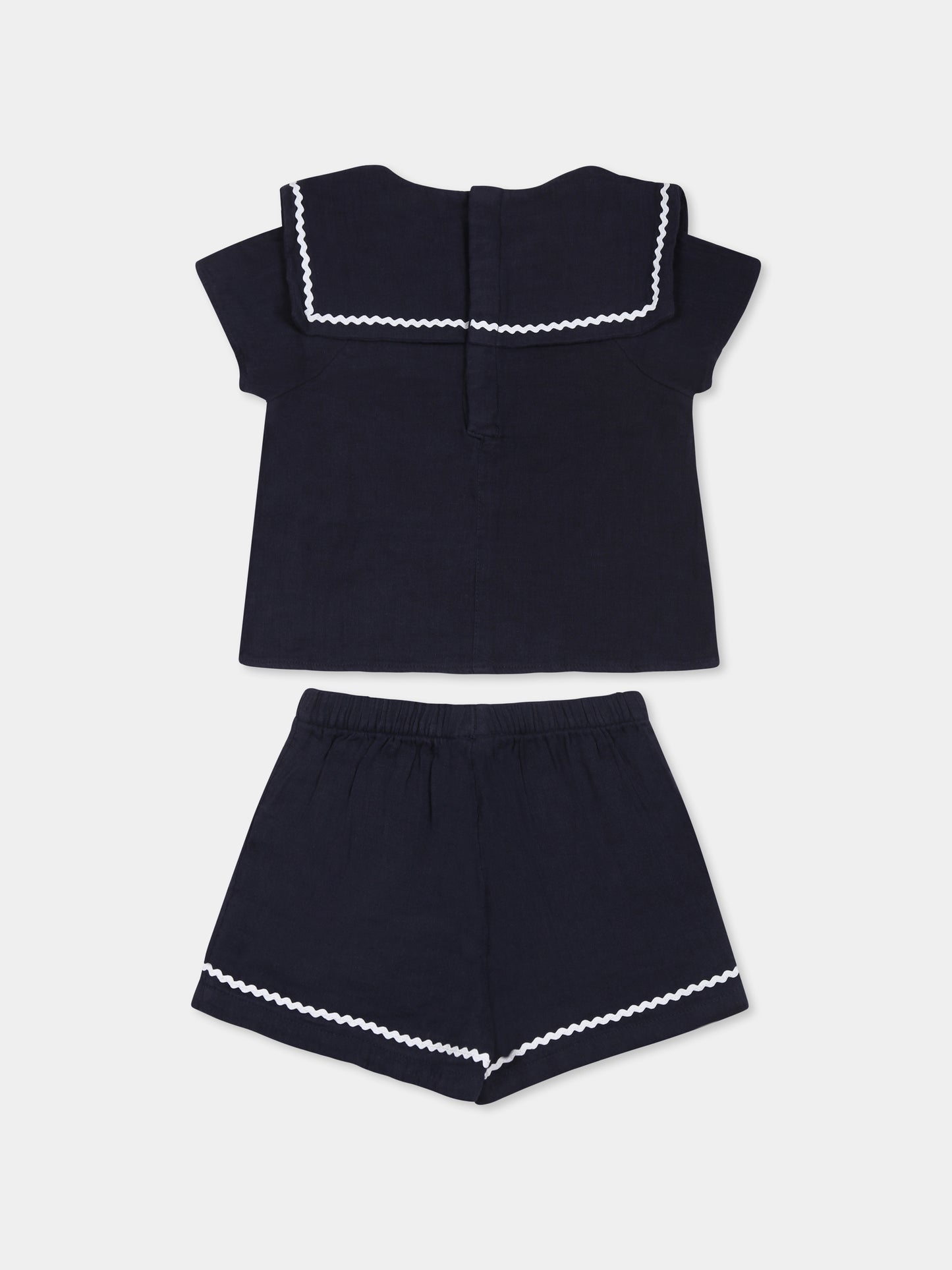 Completo blu per neonata,Petit Bateau,A0CKW SMOKING 01