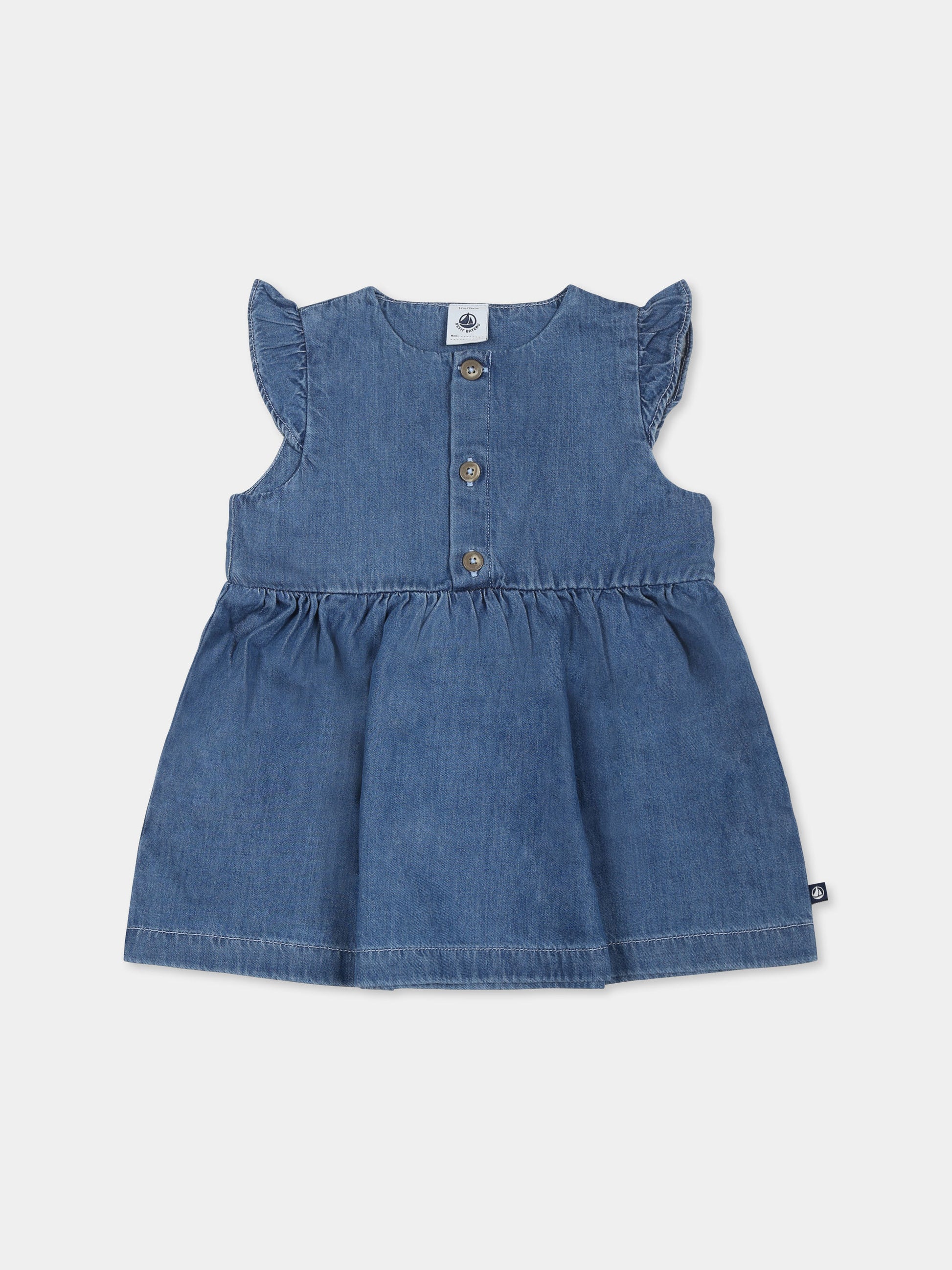 Vestito denim per neonata,Petit Bateau,A0CLF DENIM CLAIR 01