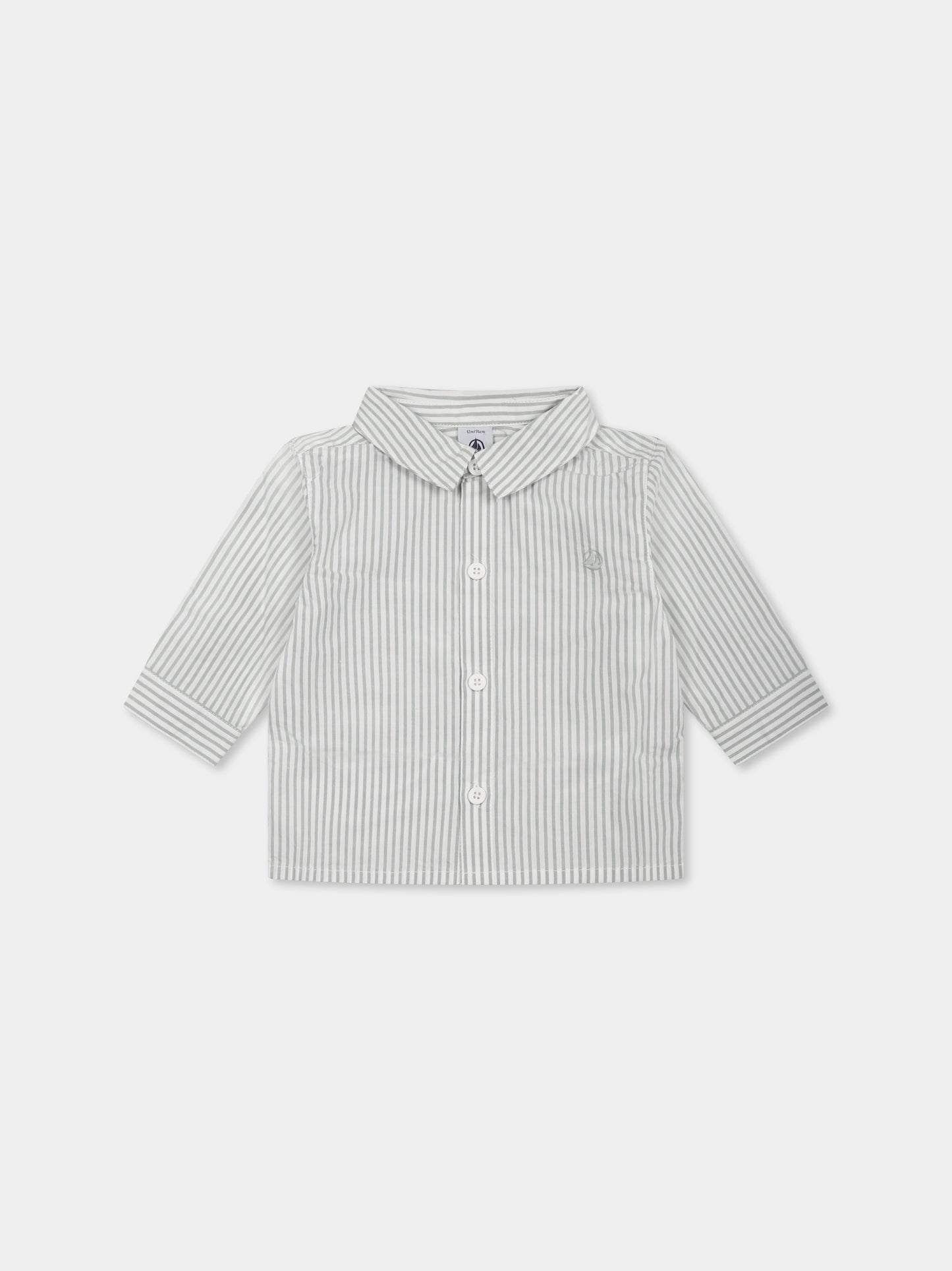 Camicia grigia per neonato con logo,Petit Bateau,A0CP9 PAUL/ECUME 09