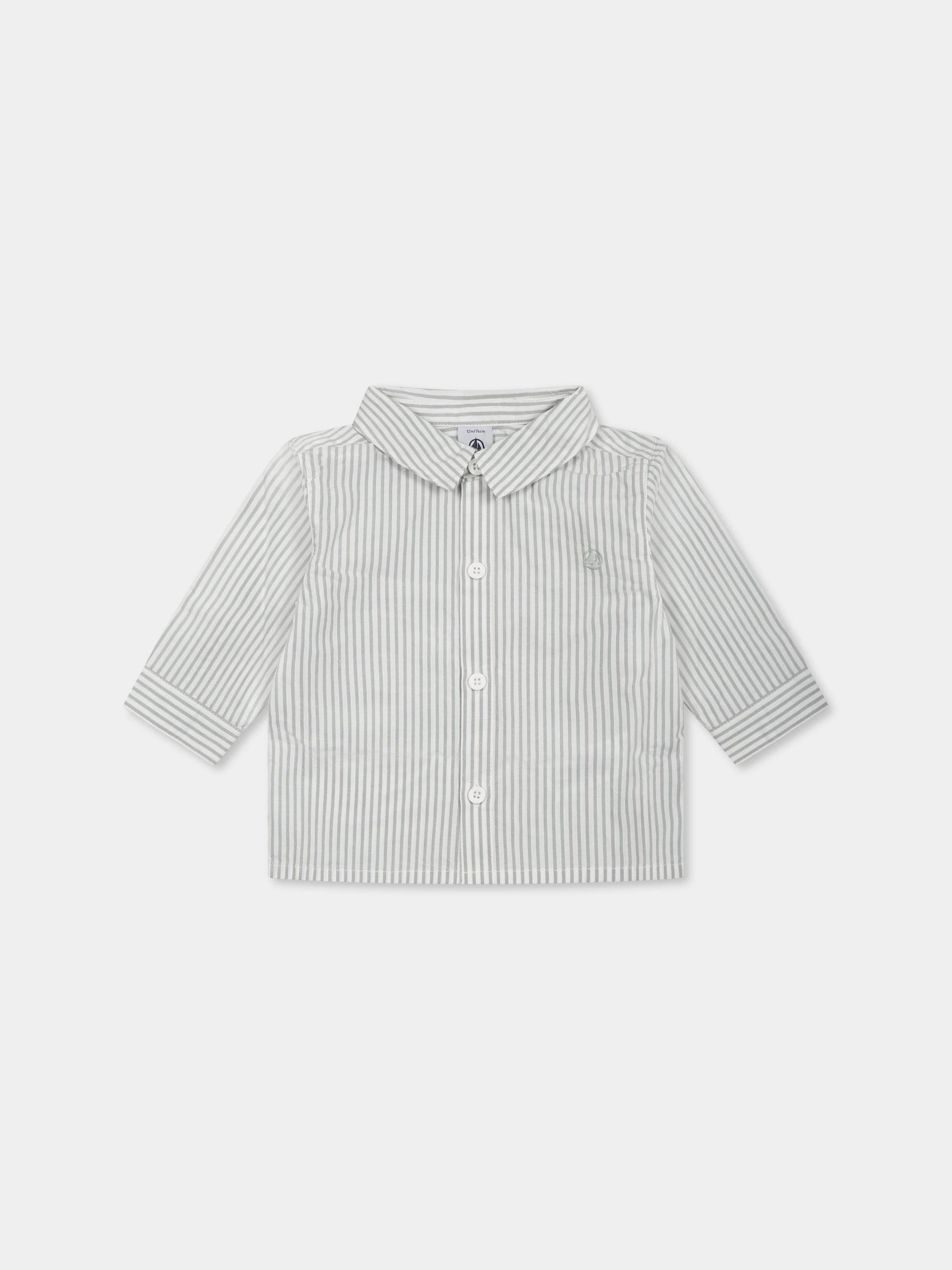 Camicia grigia per neonato con logo,Petit Bateau,A0CP9 PAUL/ECUME 09