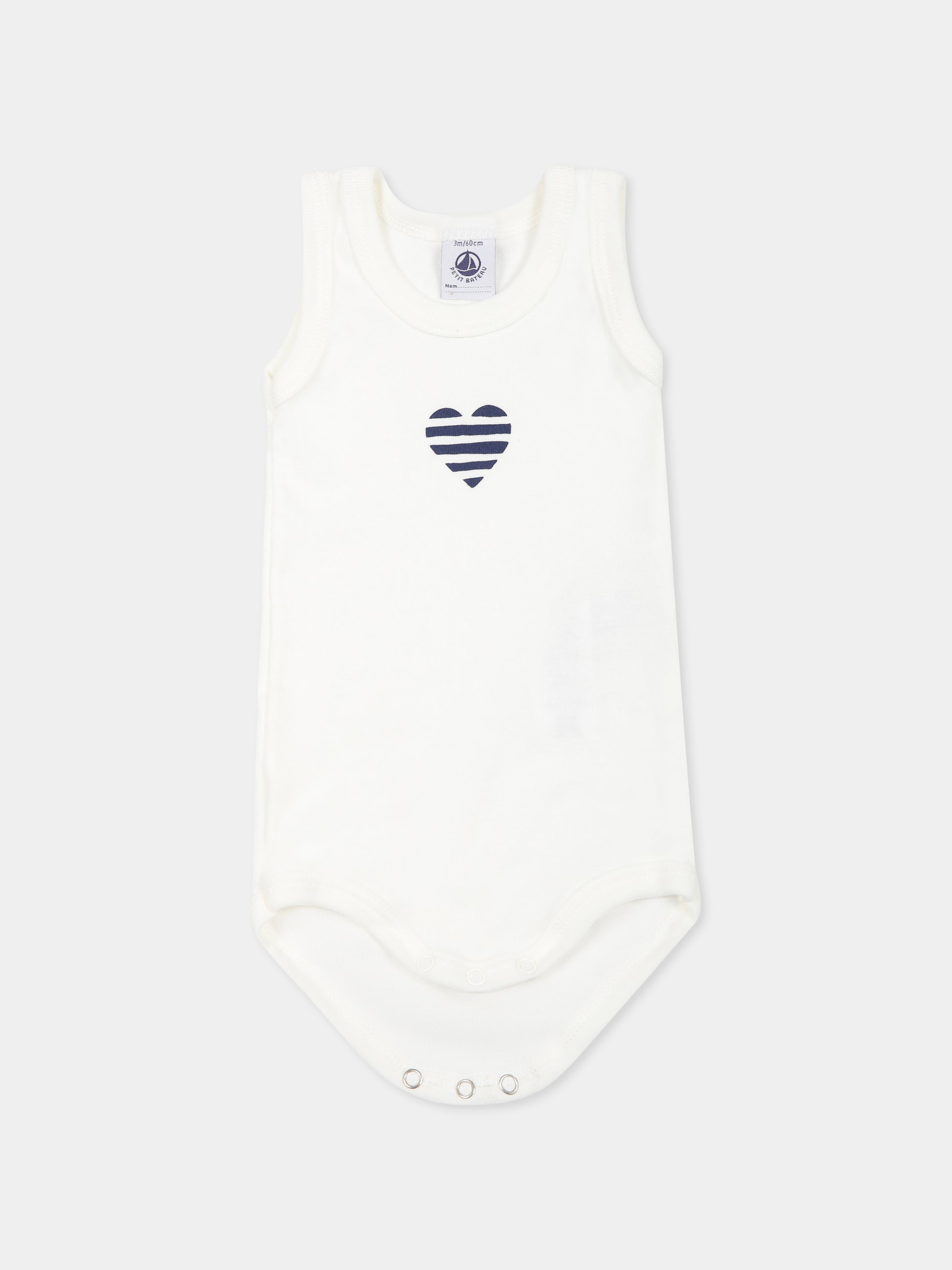 Set body bianco per neonati con cuore,Petit Bateau,A0CX1 VARIANTE 1 00