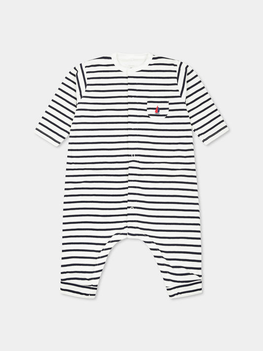 Tutina multicolor per neonati,Petit Bateau,A0BVP MARSHMALLOW/SMOKING 01