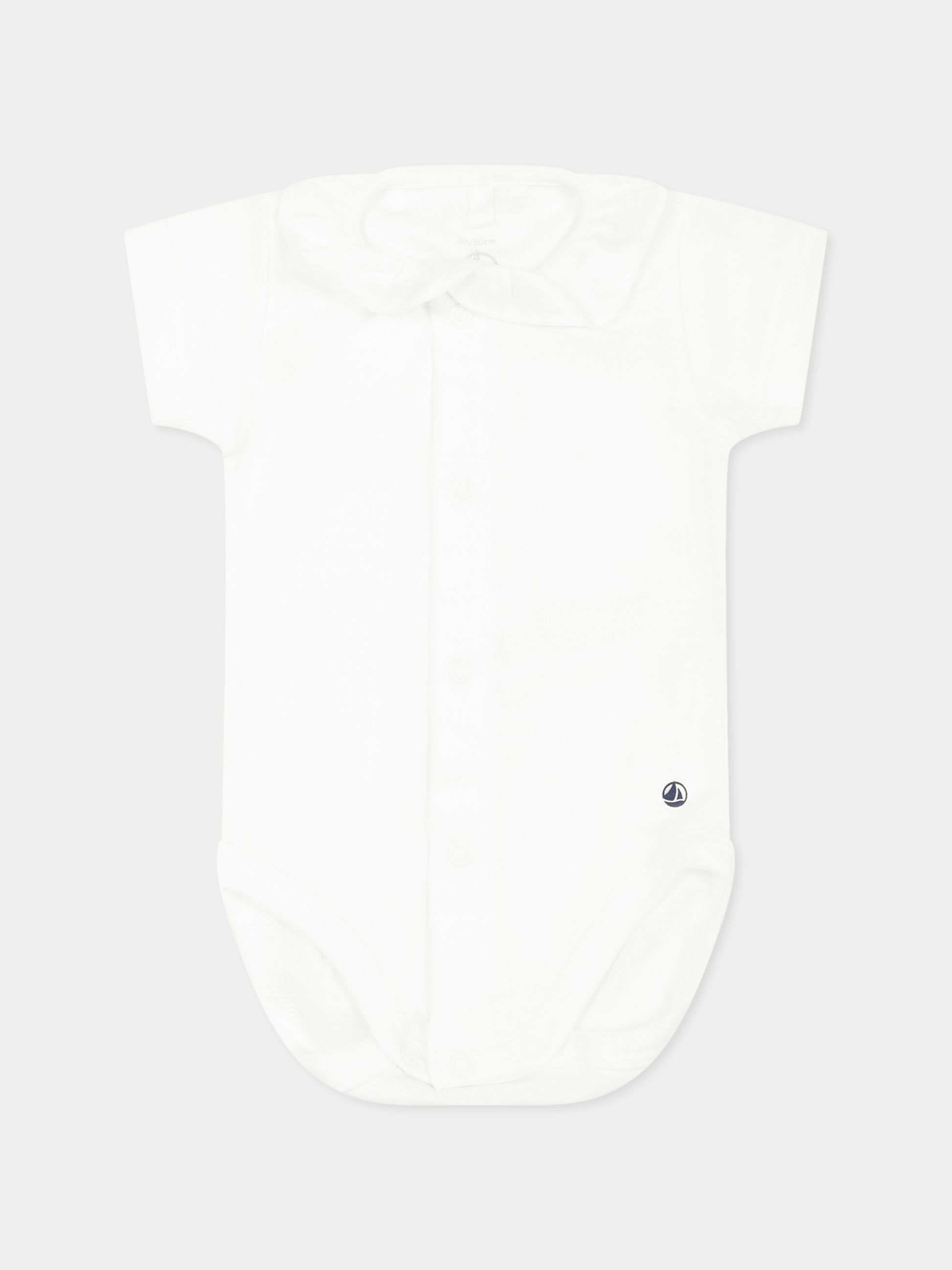 Body bianco per neonata,Petit Bateau,A09FM MARSHMALLOW 01