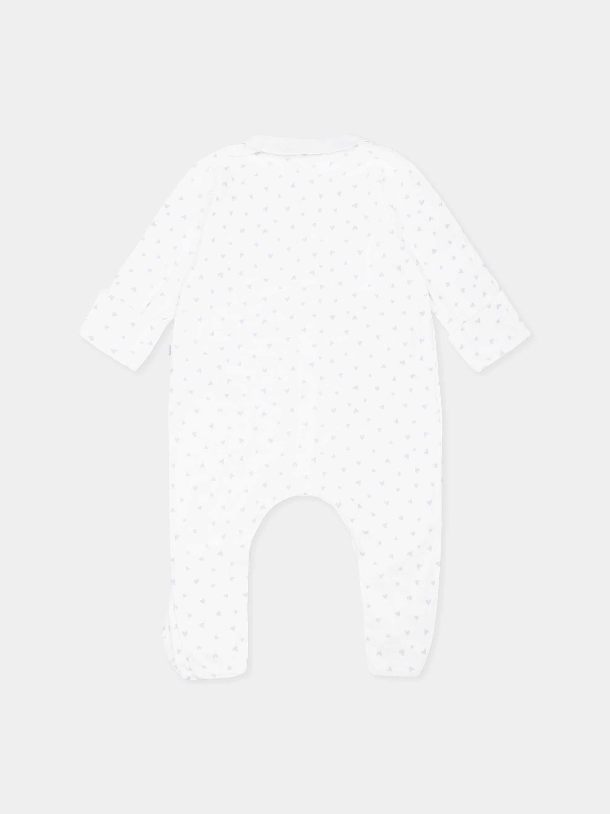 Tutina avorio per neonati con cuori all over,Petit Bateau,A0AV8 MARSHMALLOW/GOMME 01
