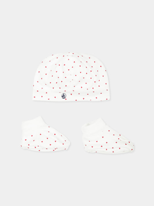 Set accessori bianco per neonati con cuori,Petit Bateau,A0ARZ VARIANTE 1 00