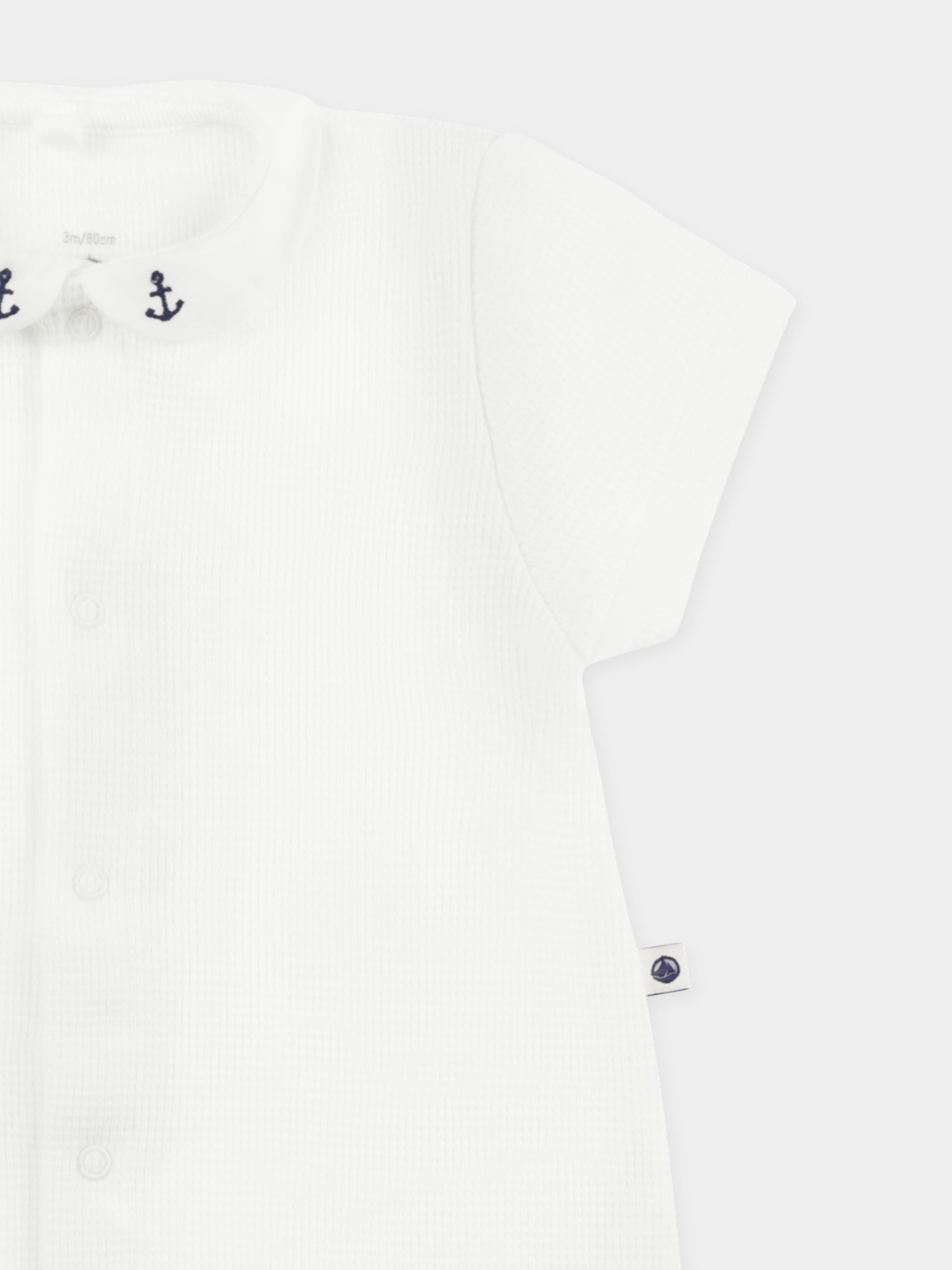 Pagliaccetto bianco per neonato con ancore,Petit Bateau,A0DE0 MARSHMALLOW 09